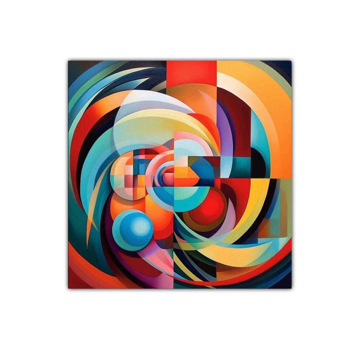 Cuadro abstracto vibrante con formas y colores dinámicos