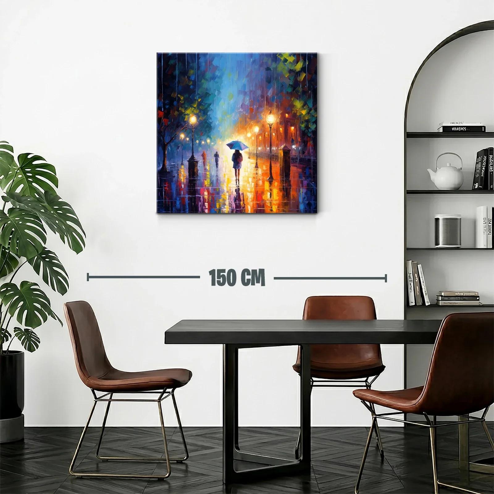 Camino urbano nocturno con luces y lluvia vibrante — miniatura 2