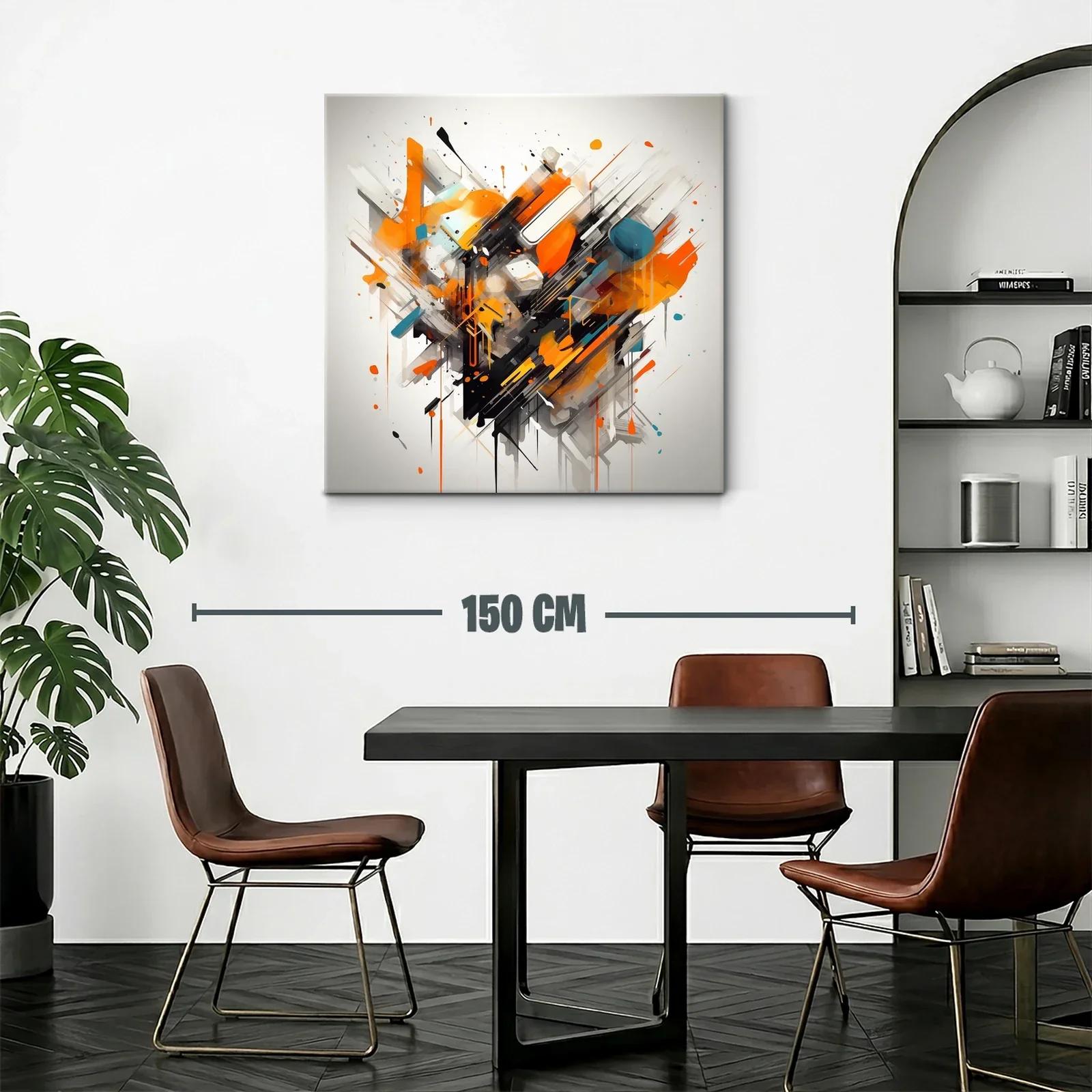 Cuadro abstracto con explosión de tonos cálidos y contrastes vibrantes — miniatura 2