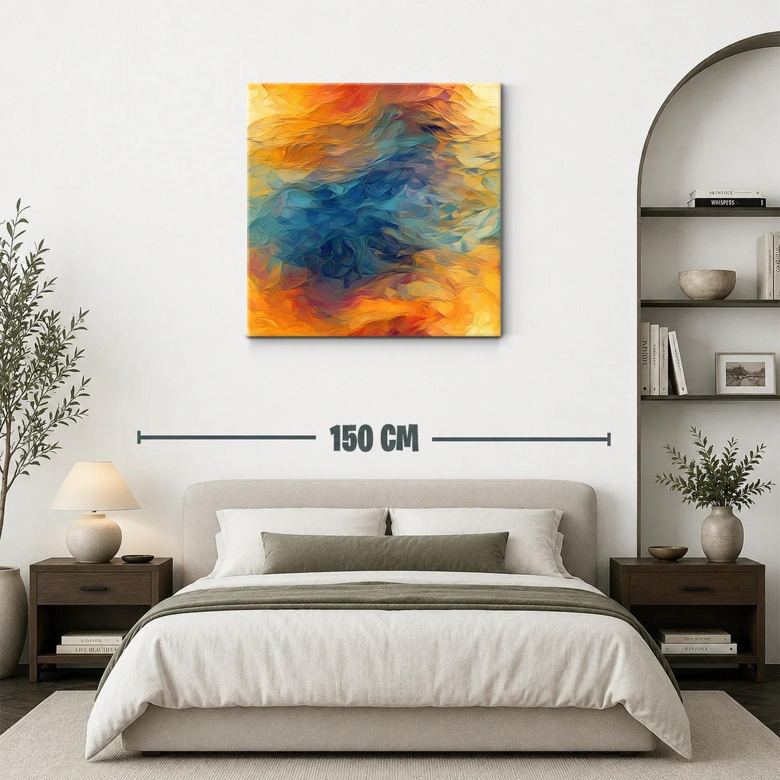 Composición abstracta con tonos cálidos y fríos vibrantes — miniatura 3