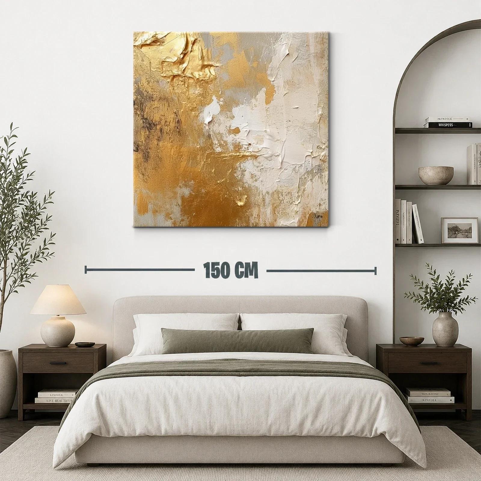 Composición abstracta en tonos dorados y beige — miniatura 3