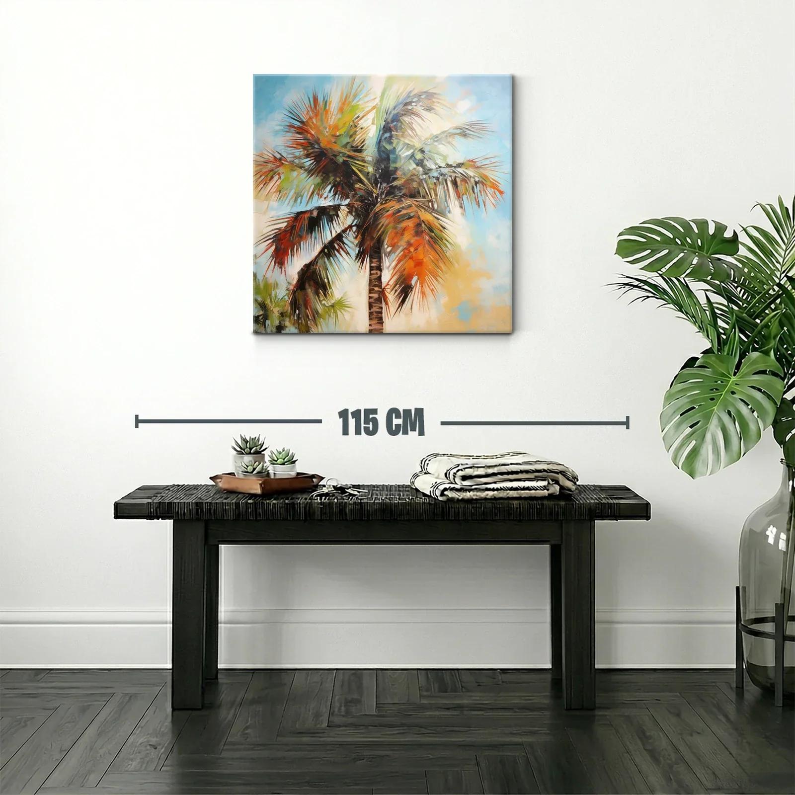 Palmera vibrante con tonos cálidos y cielo azul — miniatura 2