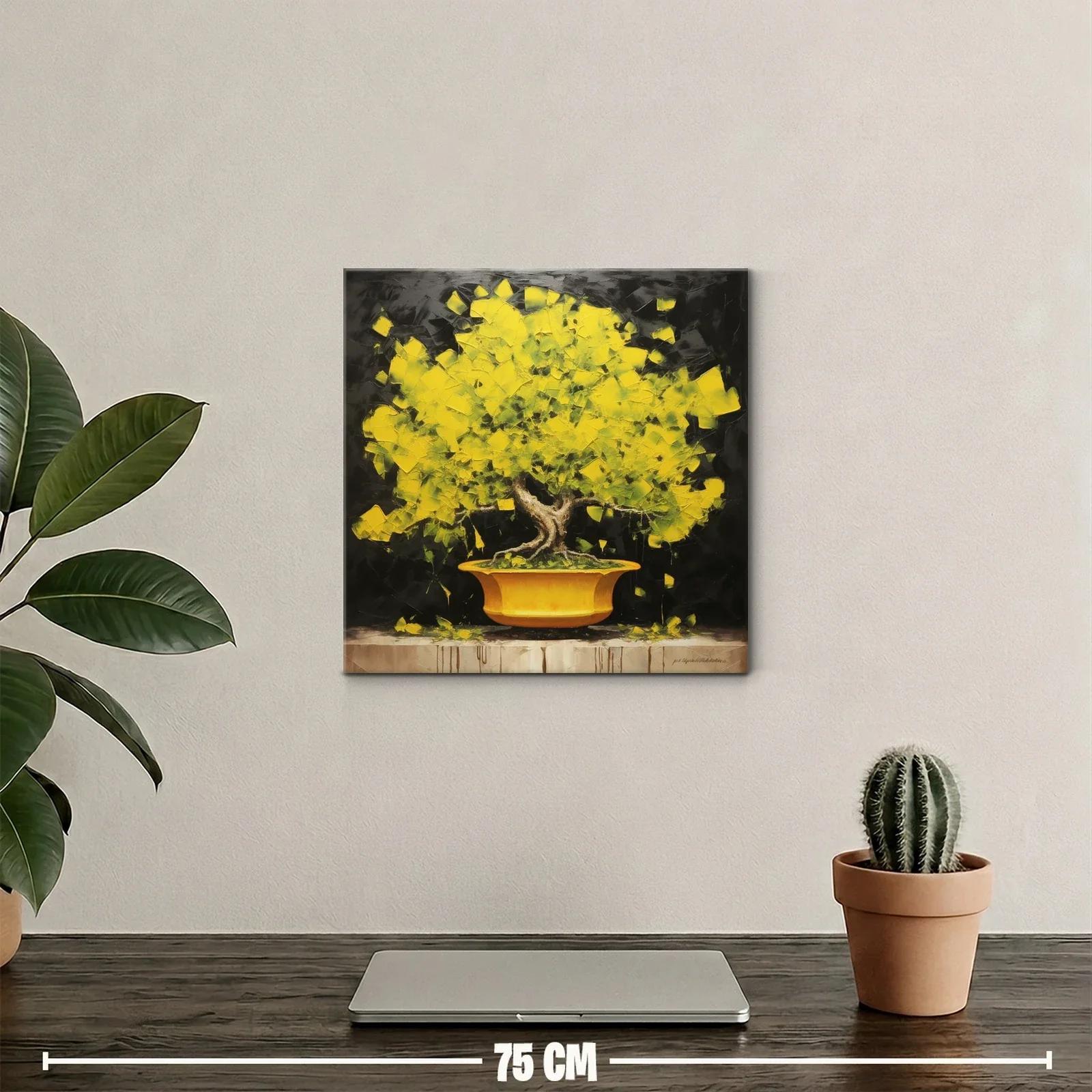 Árbol amarillo vibrante sobre fondo oscuro — miniatura 2