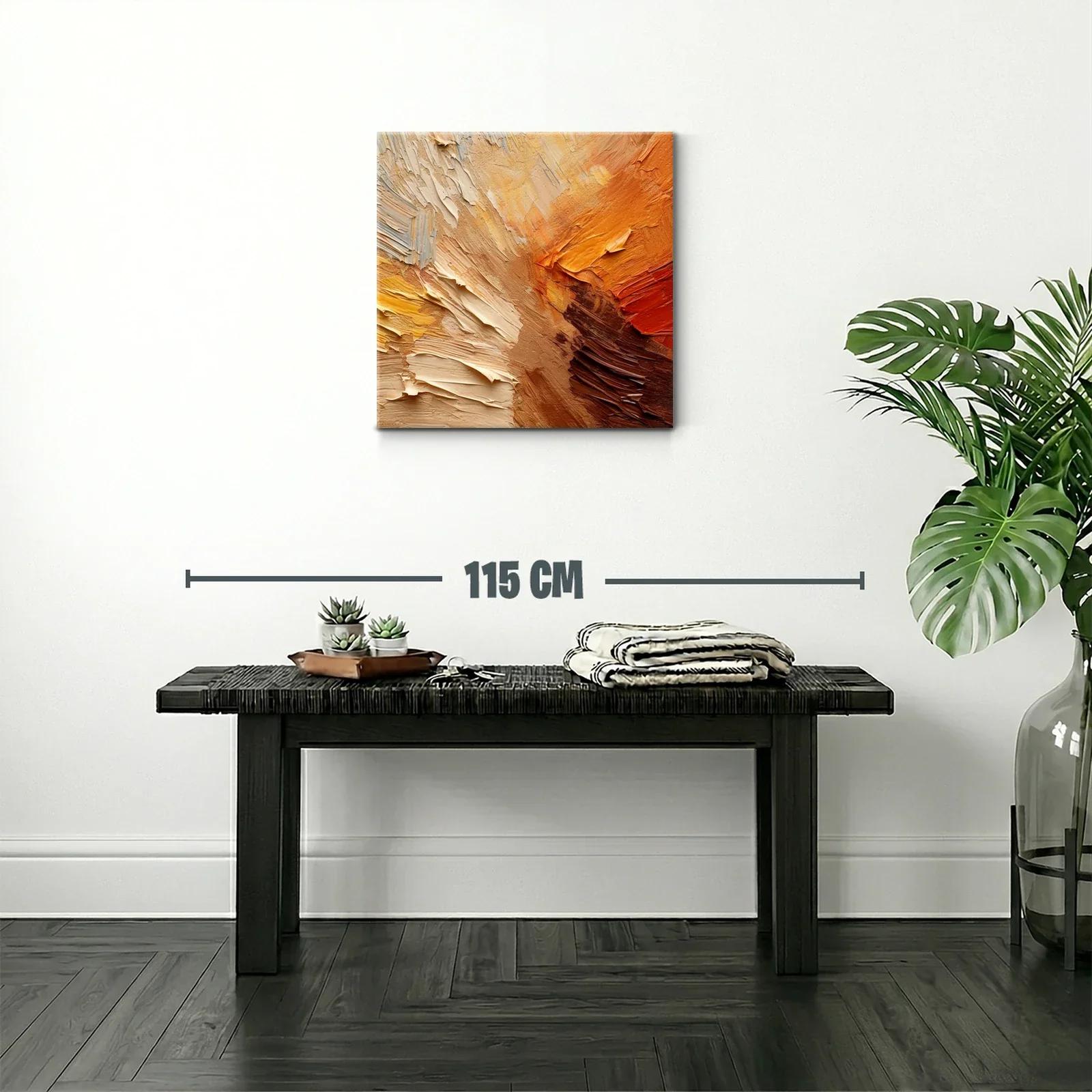 Cuadro abstracto en tonos cálidos tierra y ocres — miniatura 2