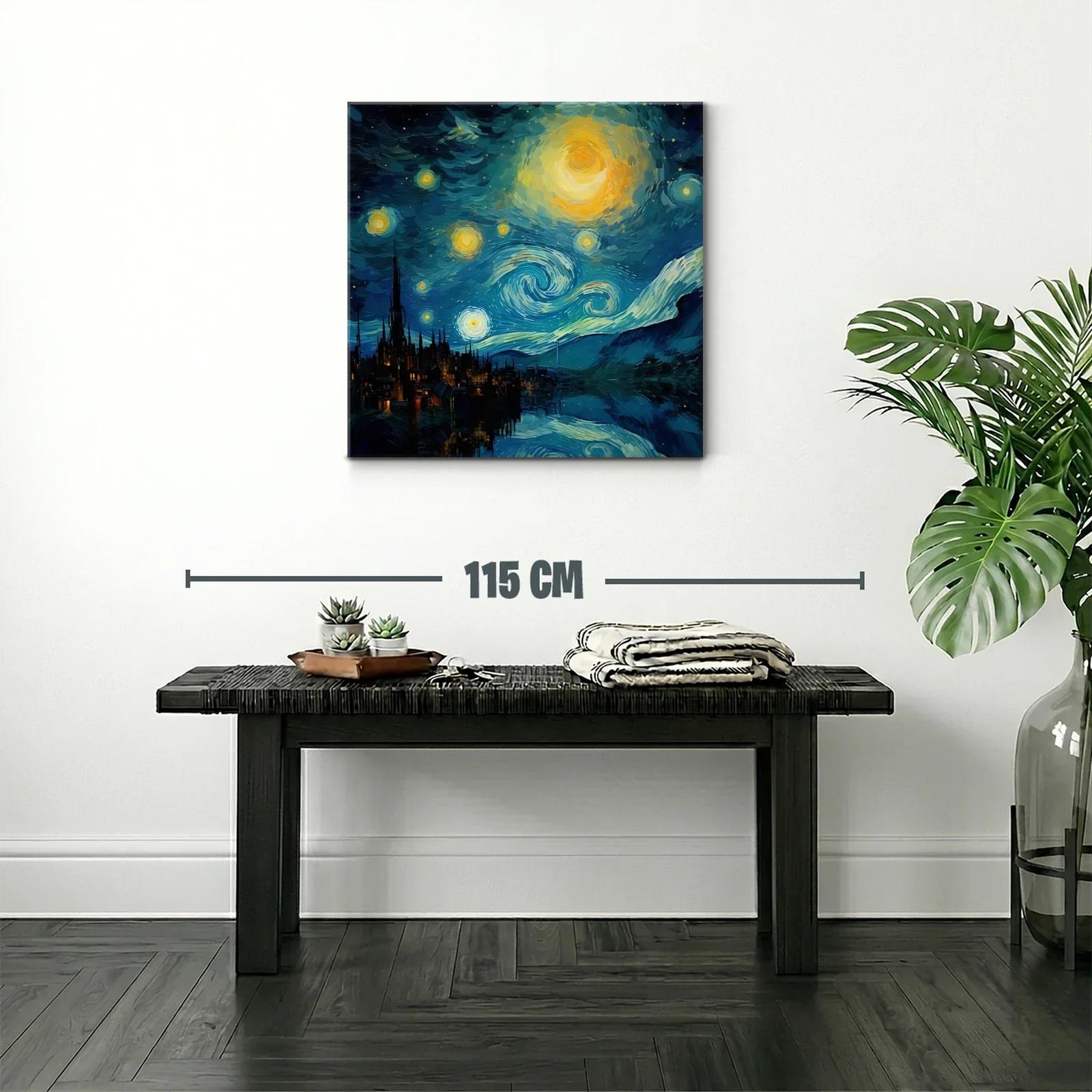Noche estrellada sobre ciudad con reflejos intensos — miniatura 2