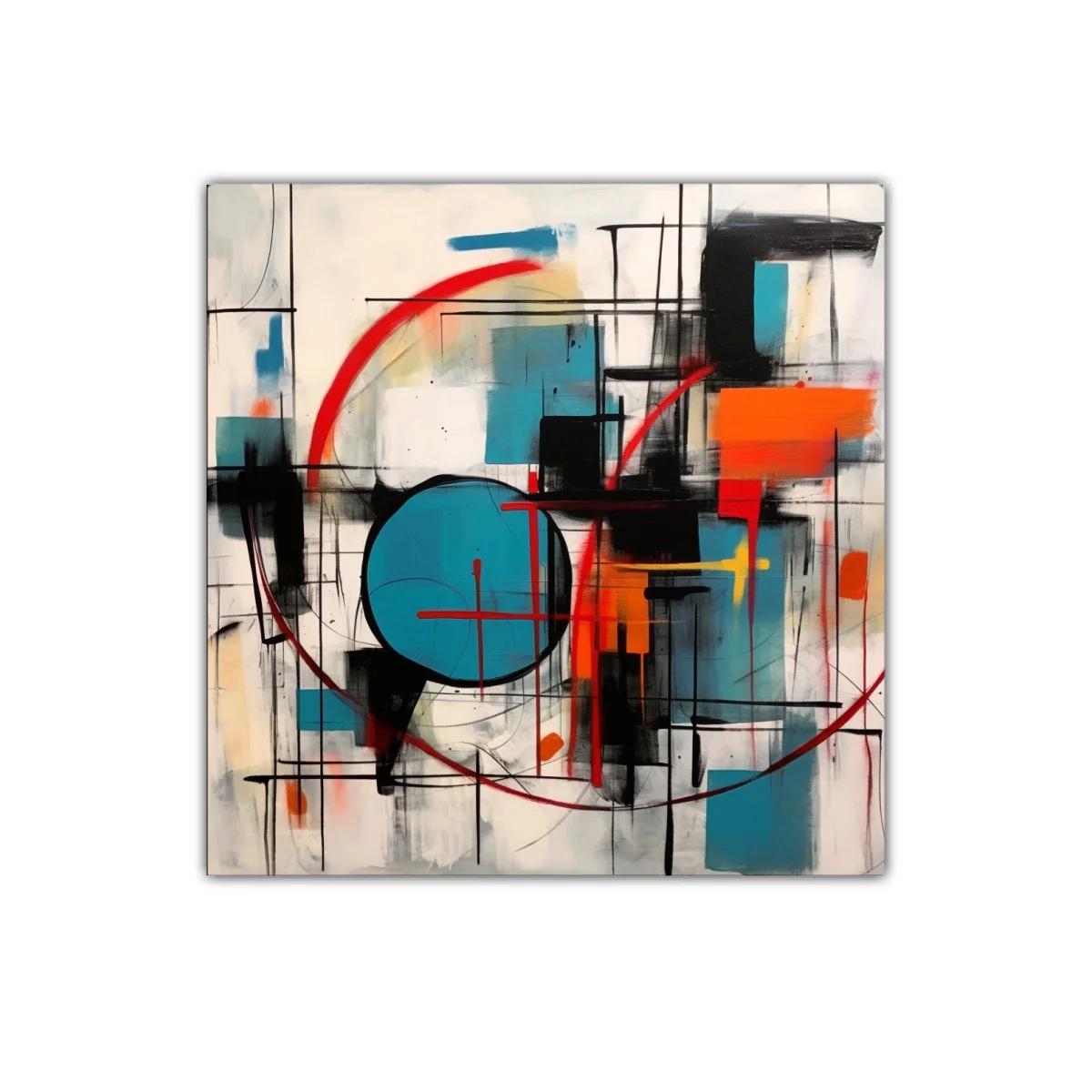 Composición Abstracta con Circulos y Líneas Geométricas