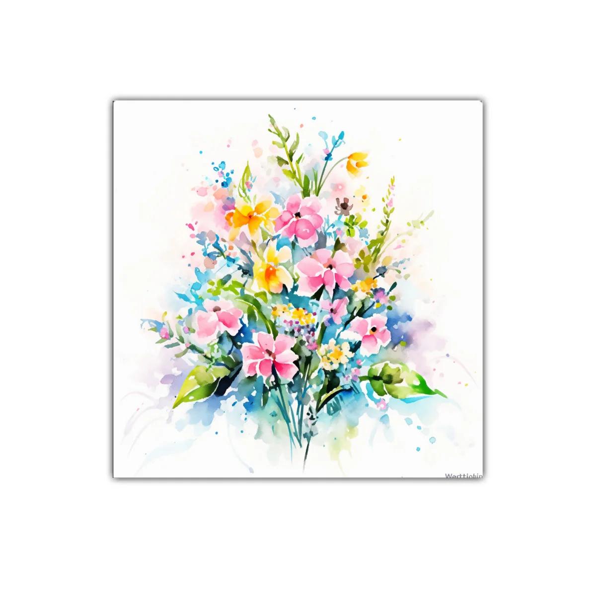 Bello ramo floral en acuarela con tonos pastel brillantes — imagen principal