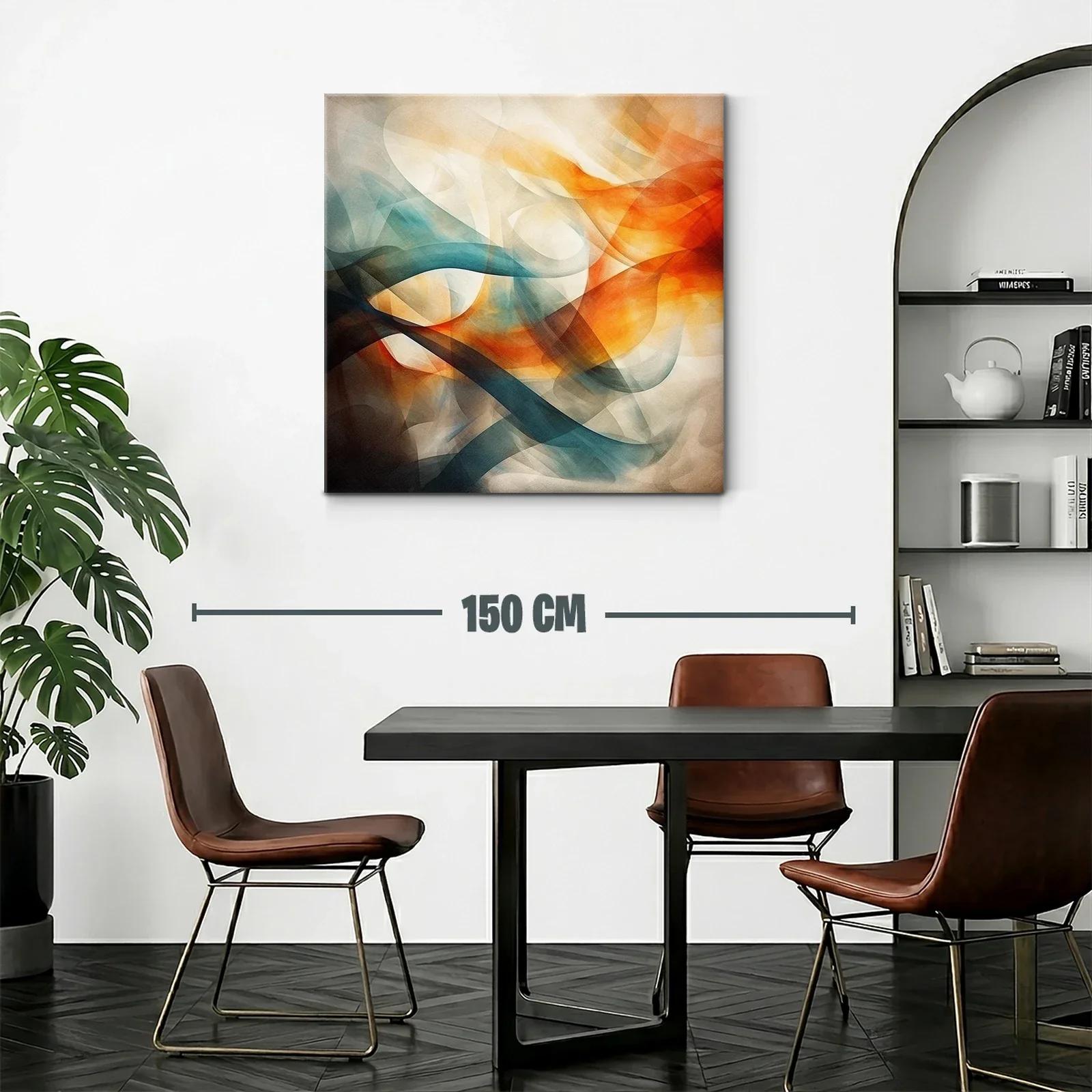 Composición abstracta con tonos cálidos y fríos fluidos — miniatura 2