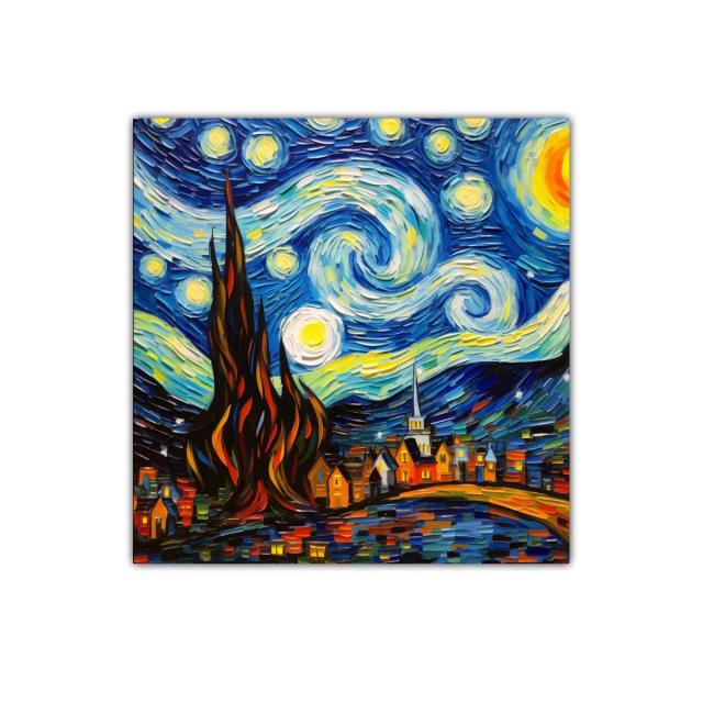 Cuadro decorativo vibrante cielo estrellado nocturno