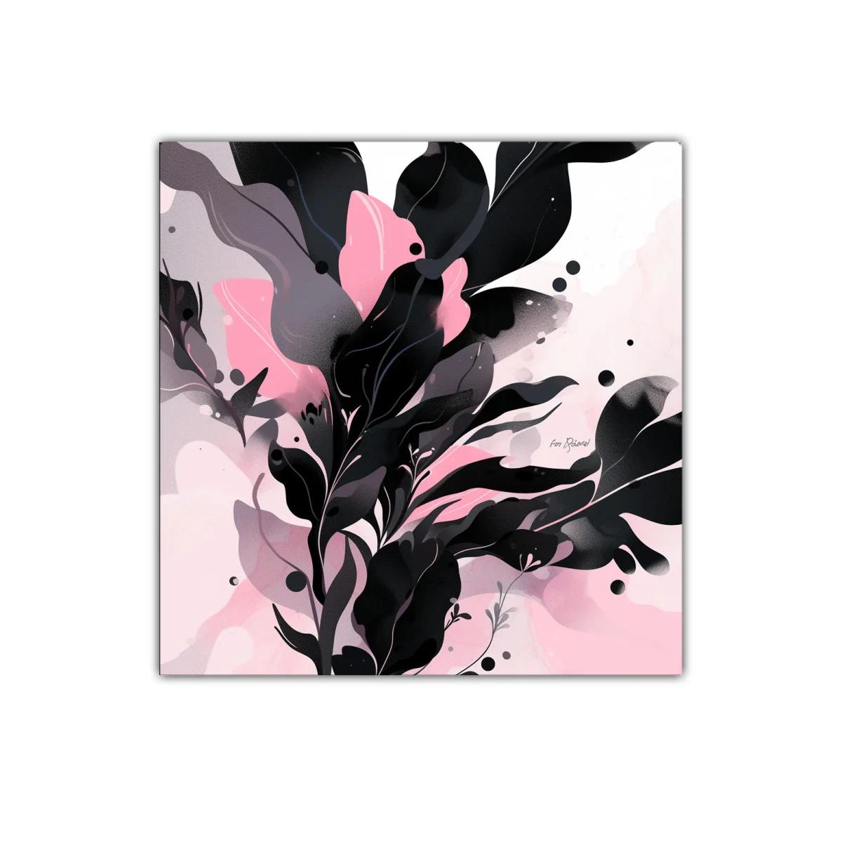 Composición abstracta de hojas en tonos rosas y negros — imagen principal