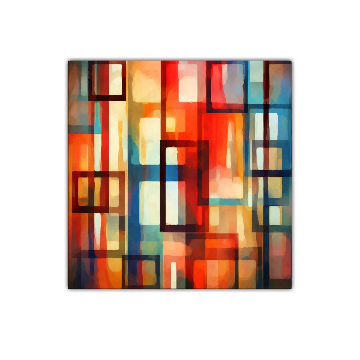 Cuadro abstracto con formas geométricas y tonos cálidos — imagen principal
