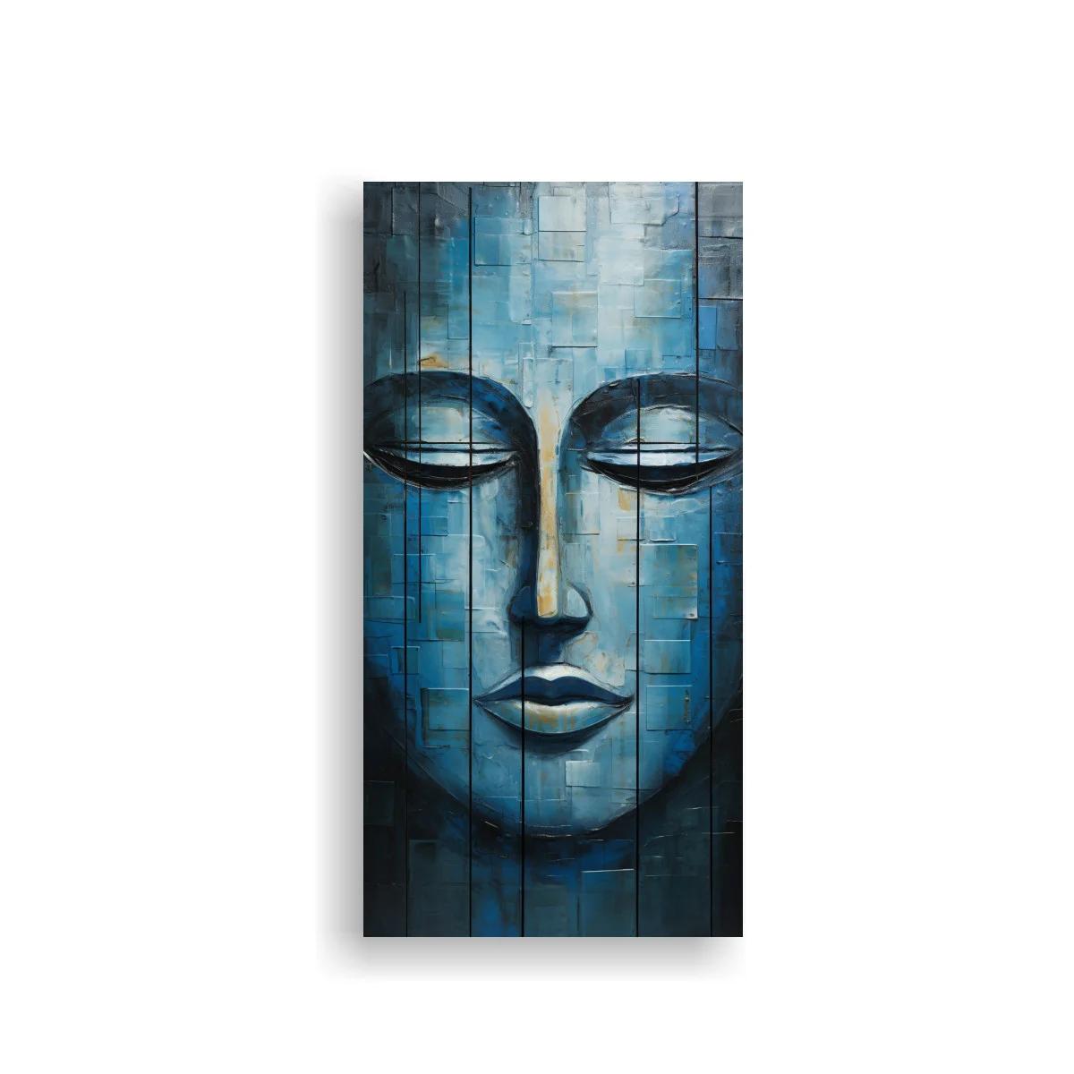 Cuadro rostro de Buda en bloques azules — imagen principal