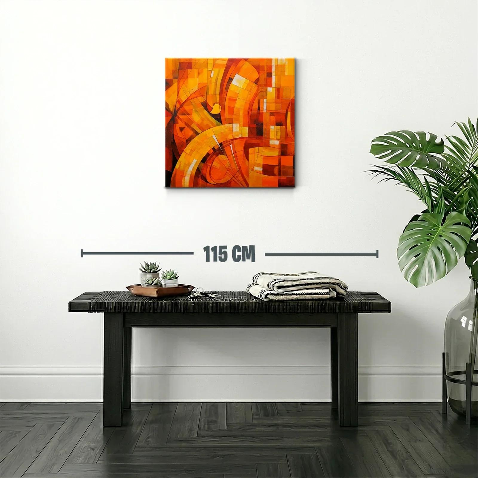 Cuadro abstracto en tonos cálidos naranja y amarillo — miniatura 2
