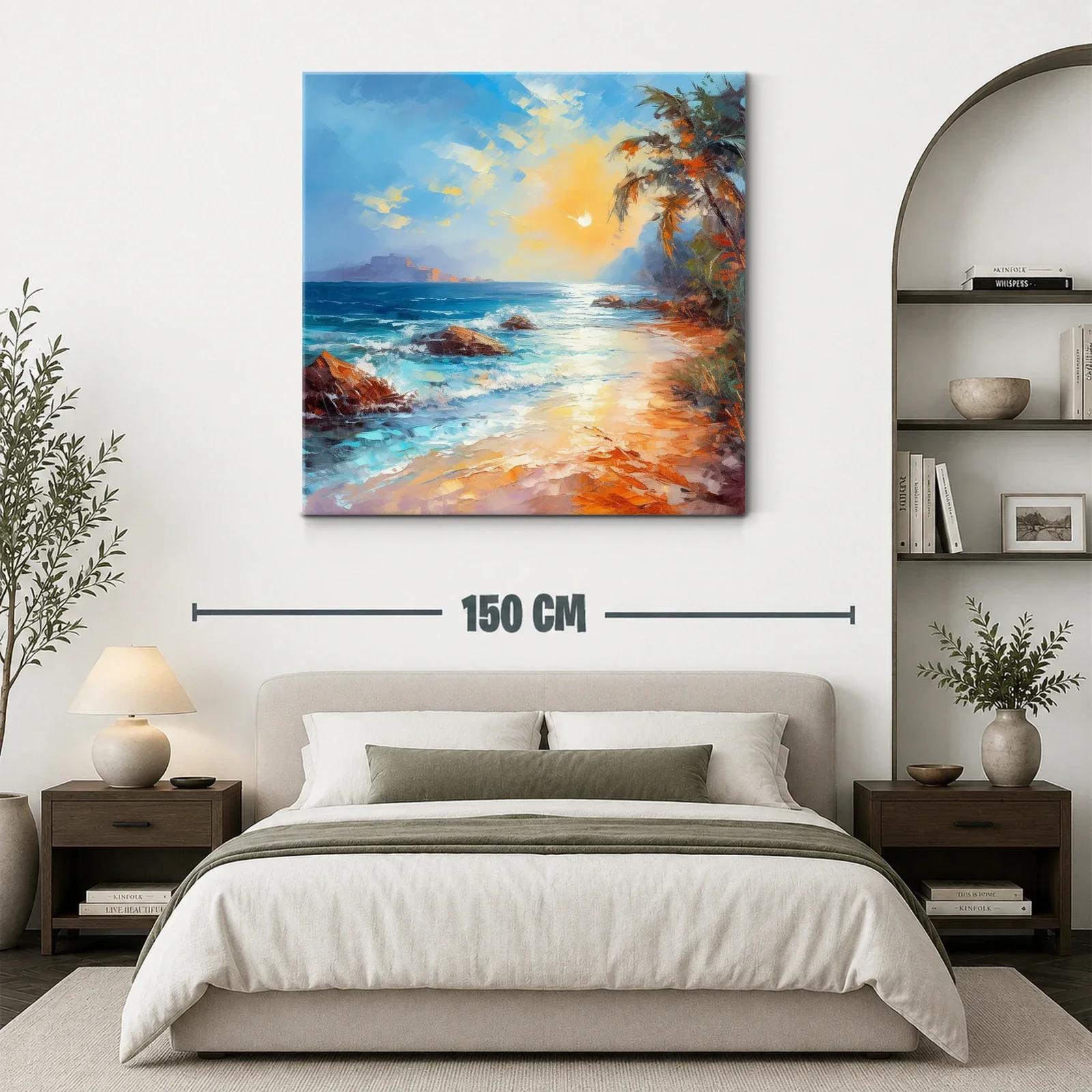 Atardecer brillante en costa tropical con palmeras — miniatura 3