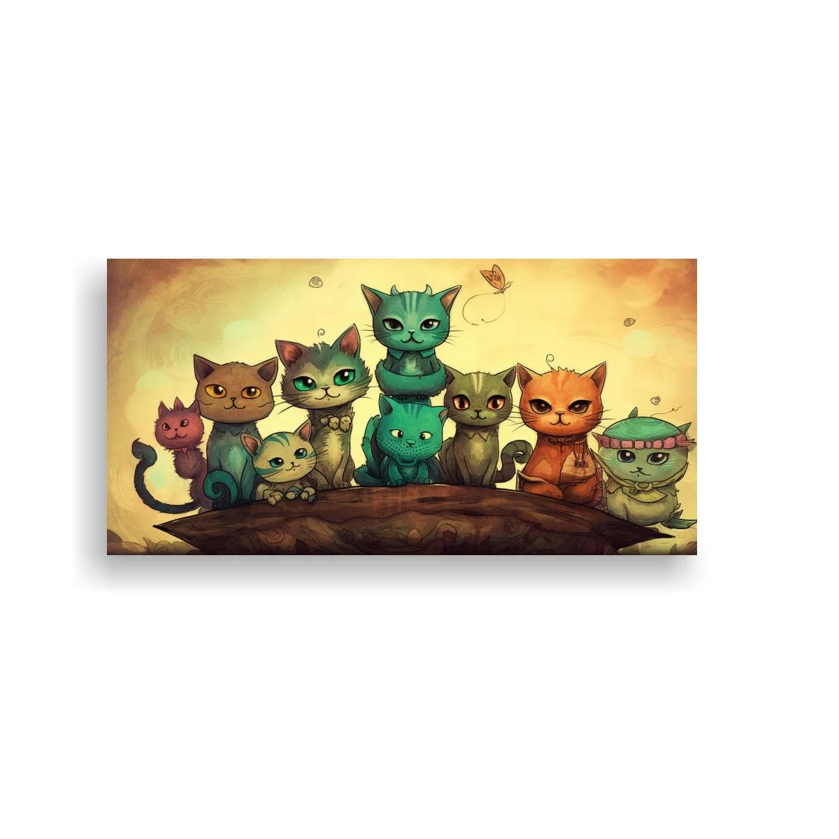 Cuadro grupo de gatos con mariposas — imagen principal