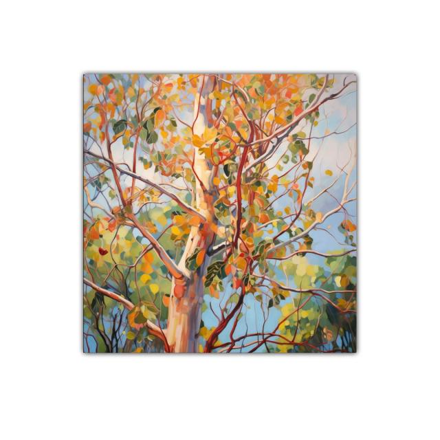 Cuadro decorativo árbol en tonos otoñales vibrantes