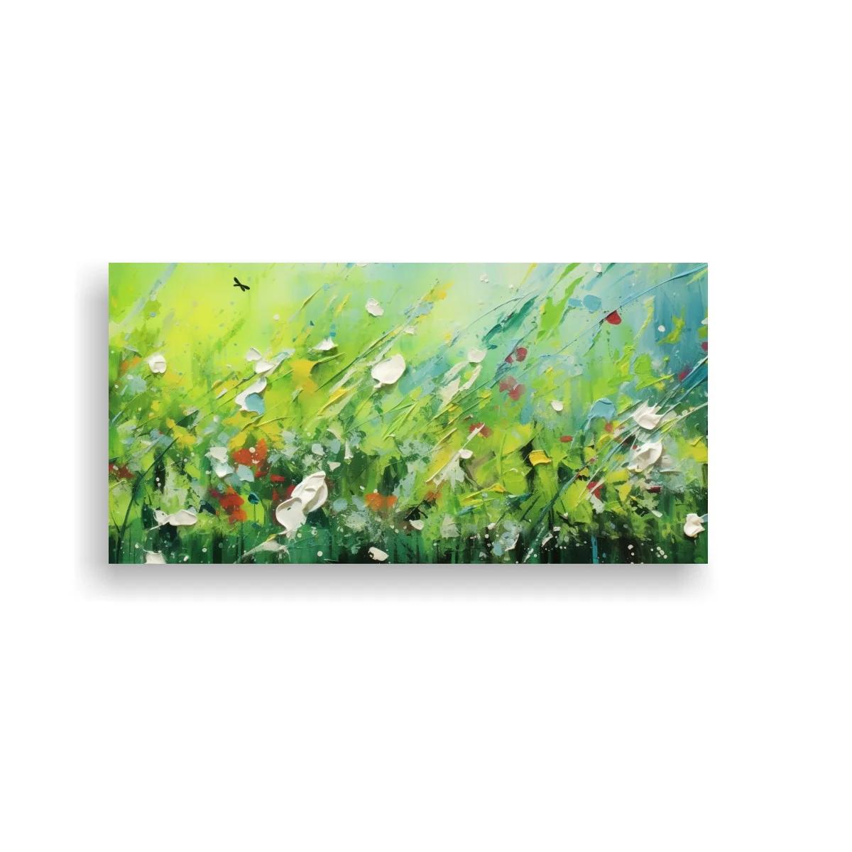 Cuadro pradera de flores silvestres con zona superior luminosa