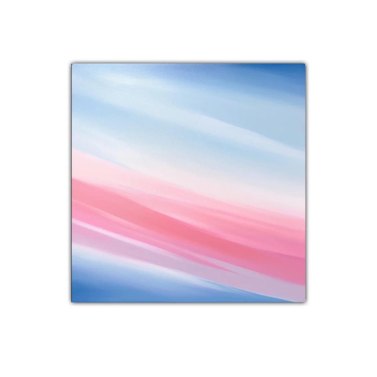 Cuadro abstracto con tonos azules y rosas degradados