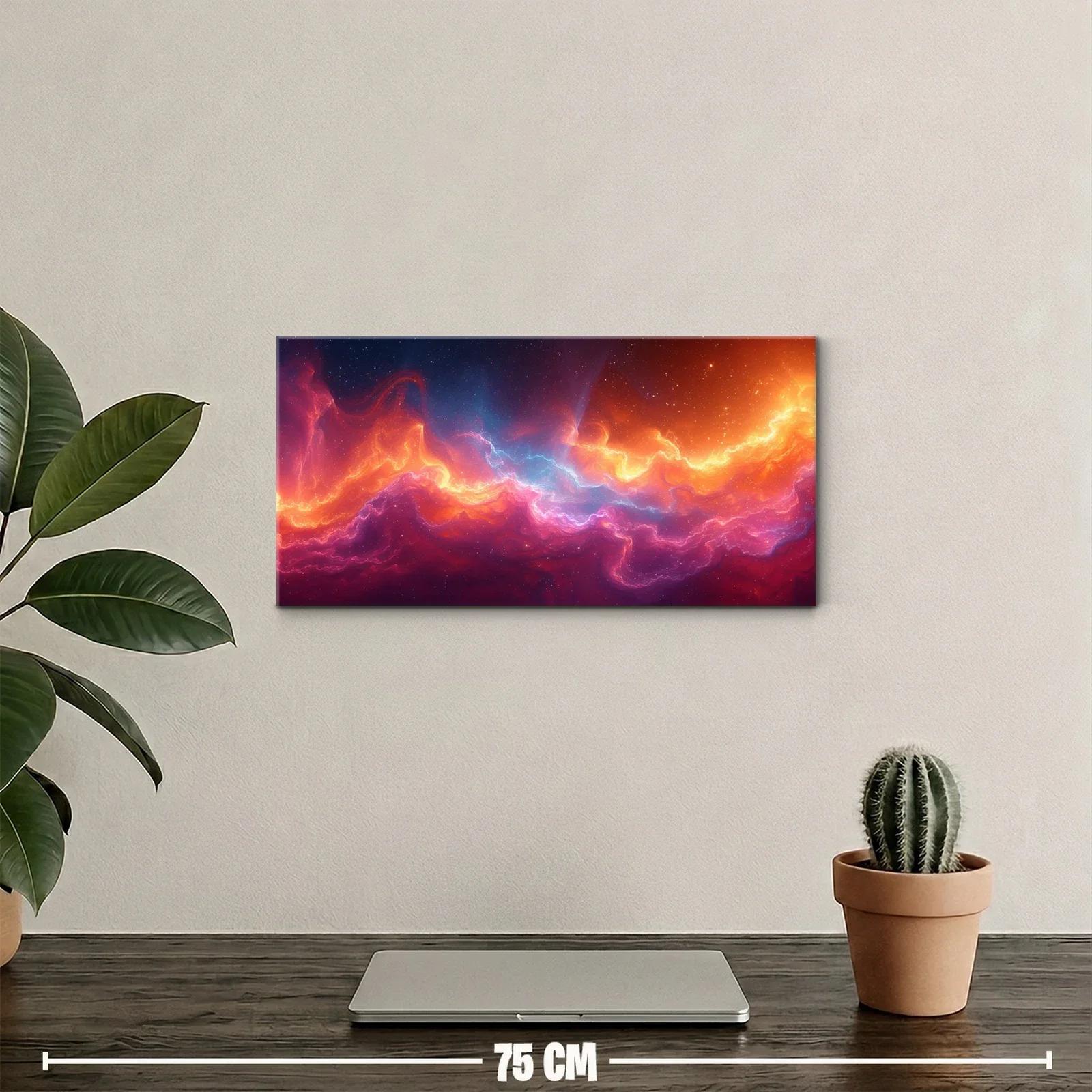 Cuadro nube cósmica con franja luminosa ondulante — miniatura 2