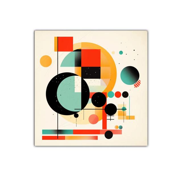 Composición geométrica con vibrantes colores cálidos y fríos