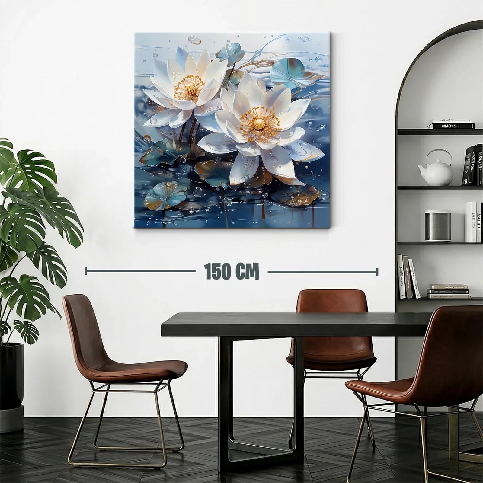 Elegancia serena de flores acuáticas en tonos azules y blancos — miniatura 2