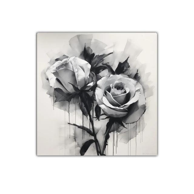 Rosas en blanco y negro con efecto acuarela moderna