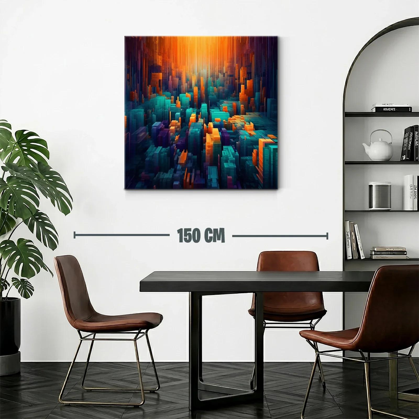 Composición abstracta en tonos cálidos y fríos vibrantes — miniatura 2
