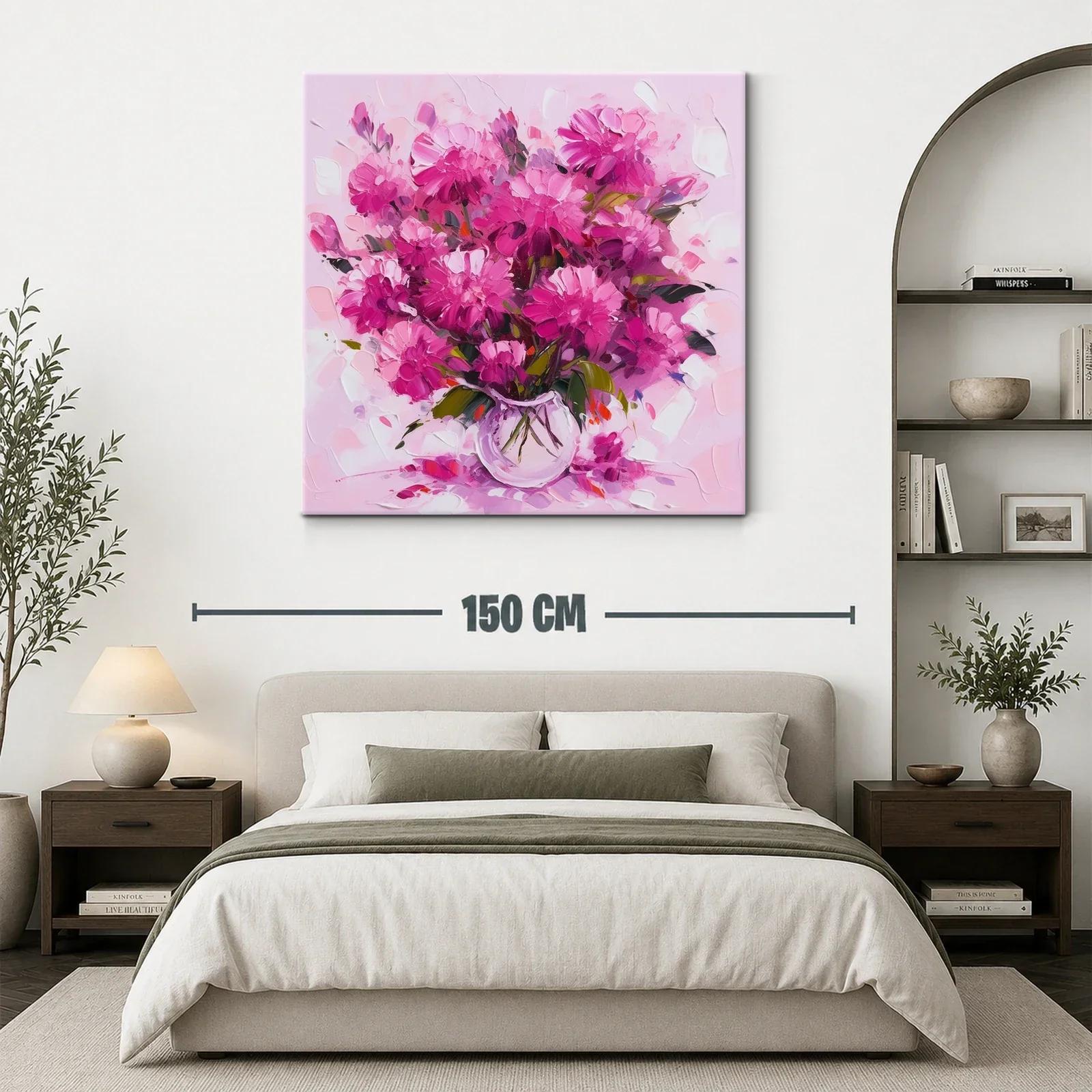 Cuadro floral con vibrantes tonos rosas y lilas — miniatura 3
