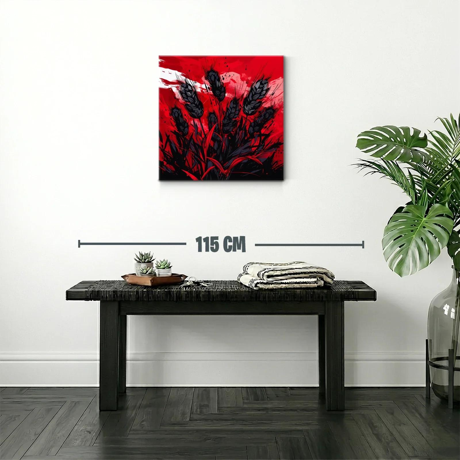 Impactante composición floral en rojo y negro vibrante — miniatura 2