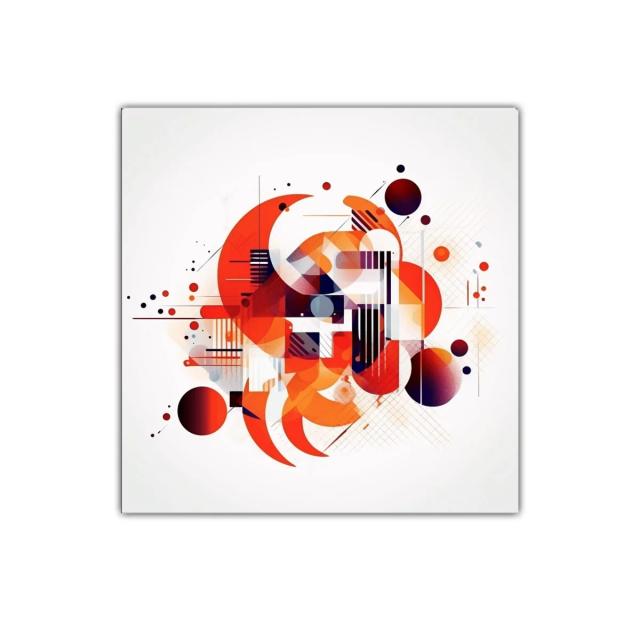 Composición abstracta de círculos y líneas en tonos cálidos