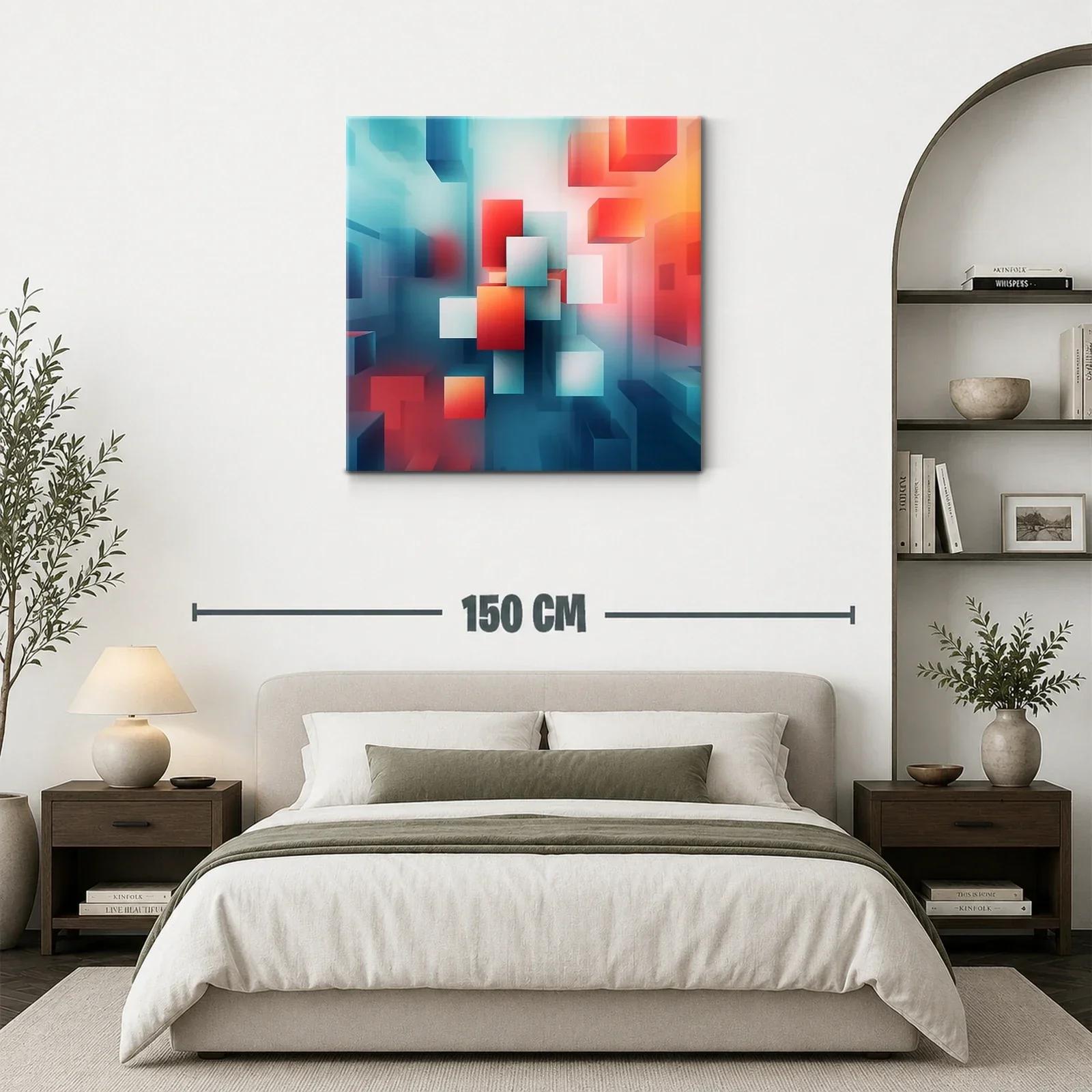 Composición Abstracta con Cubos en Tonos Azul y Rojo — miniatura 3