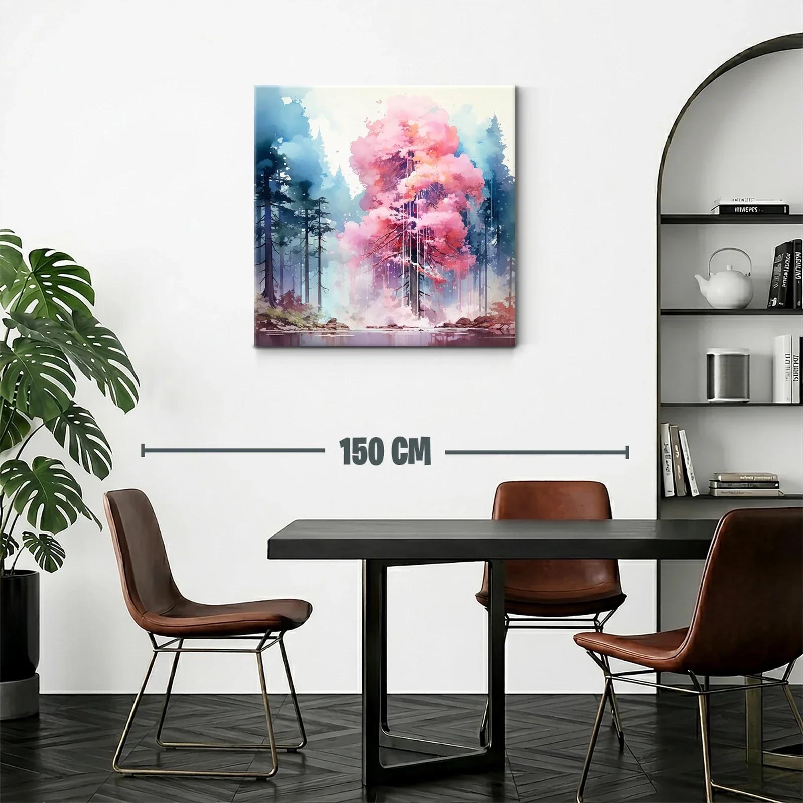 Árbol rosa vibrante en bosque de ensueño matutino — miniatura 2
