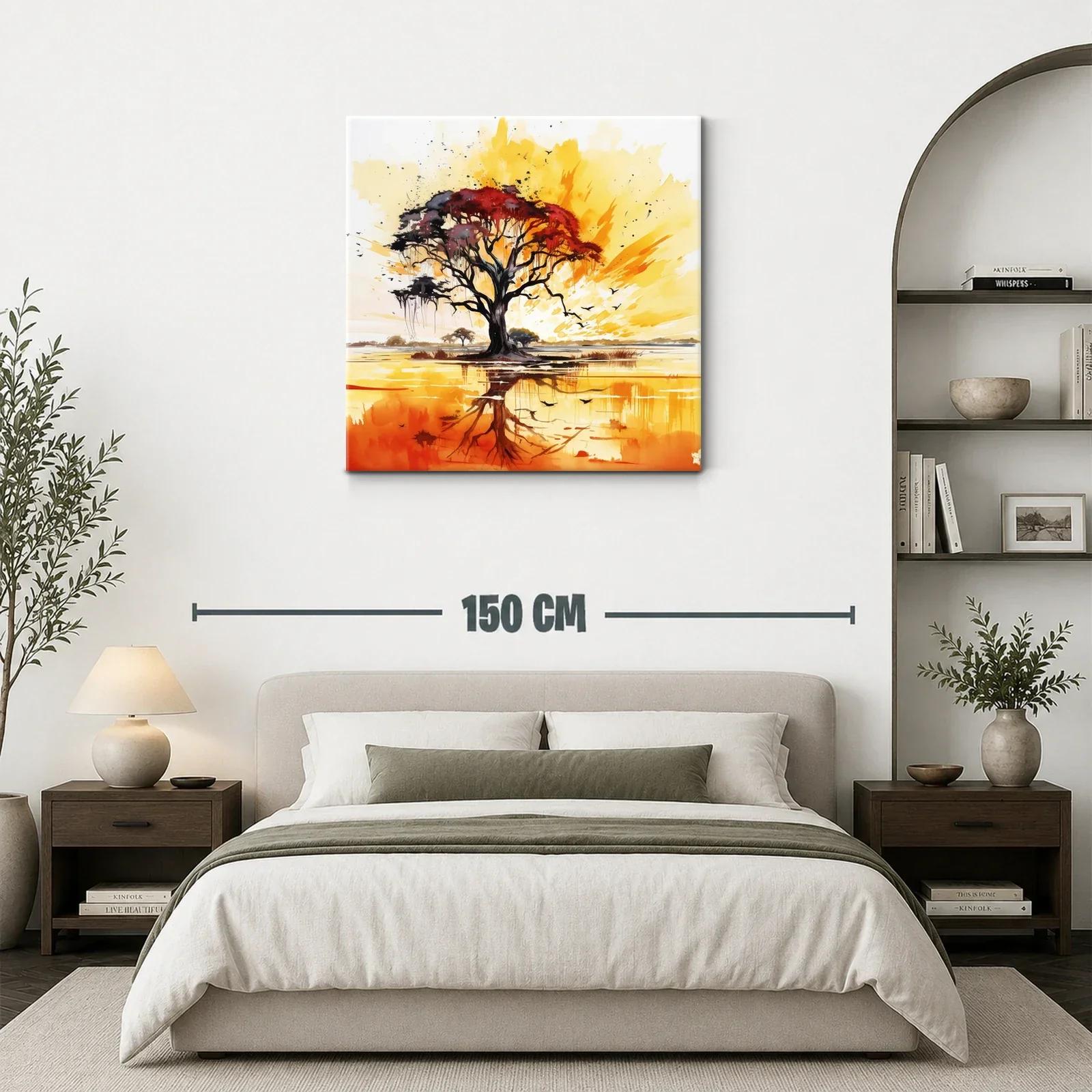 Árbol en atardecer vibrante con reflejos cálidos y elegantes — miniatura 3