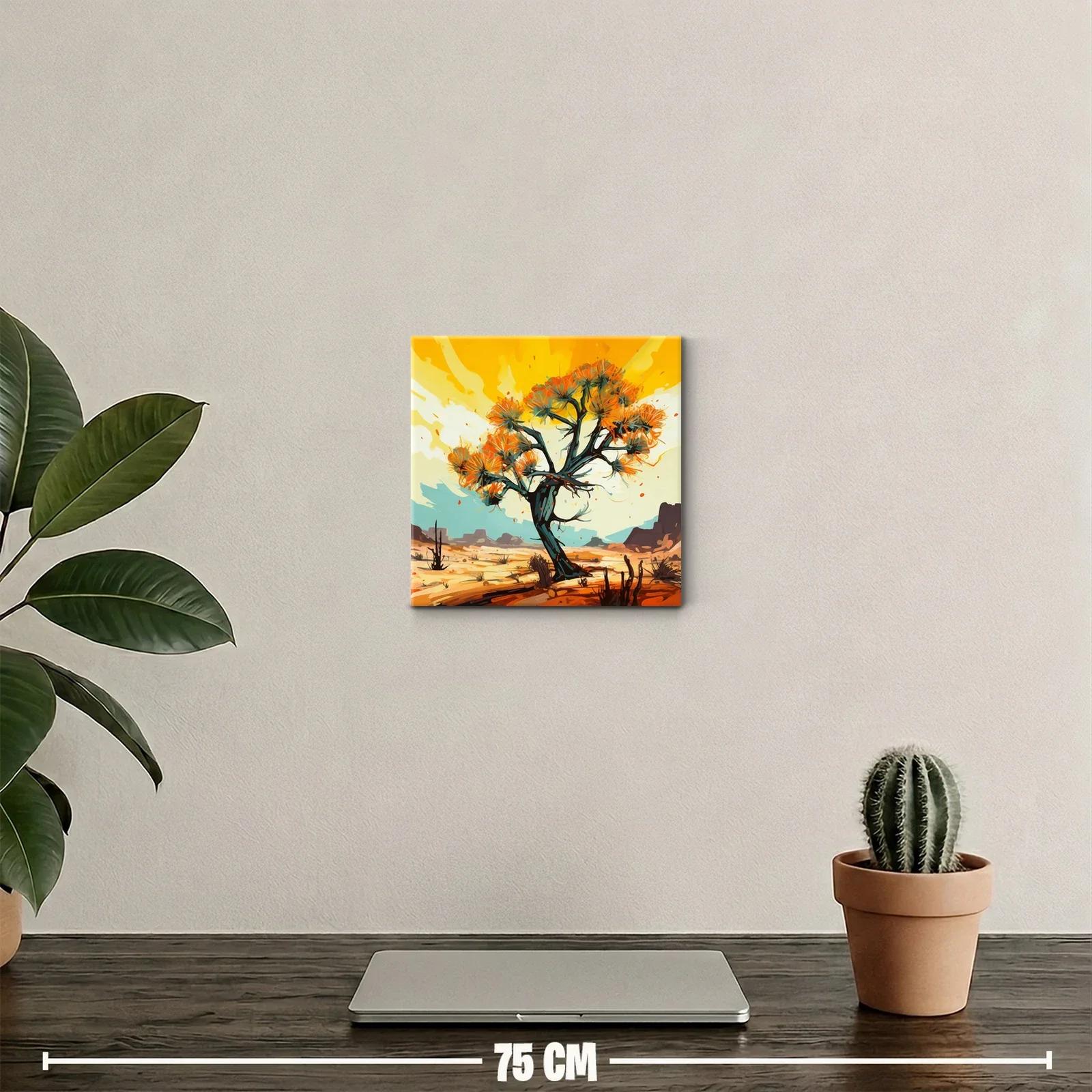 Árbol vibrante en paisaje desértico con tonos cálidos — miniatura 2