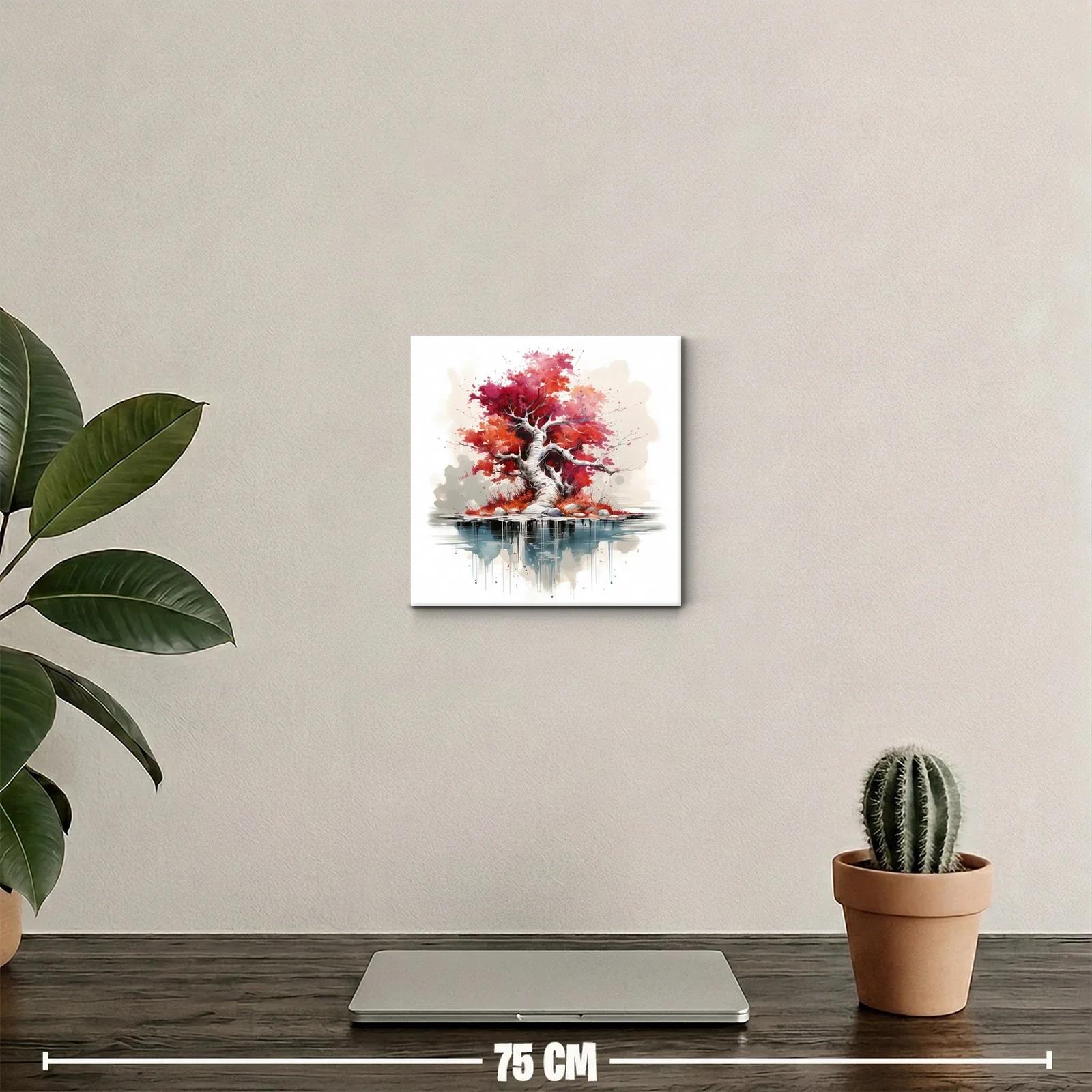 Árbol de otoño con reflejo en agua llamativo y sereno — miniatura 2