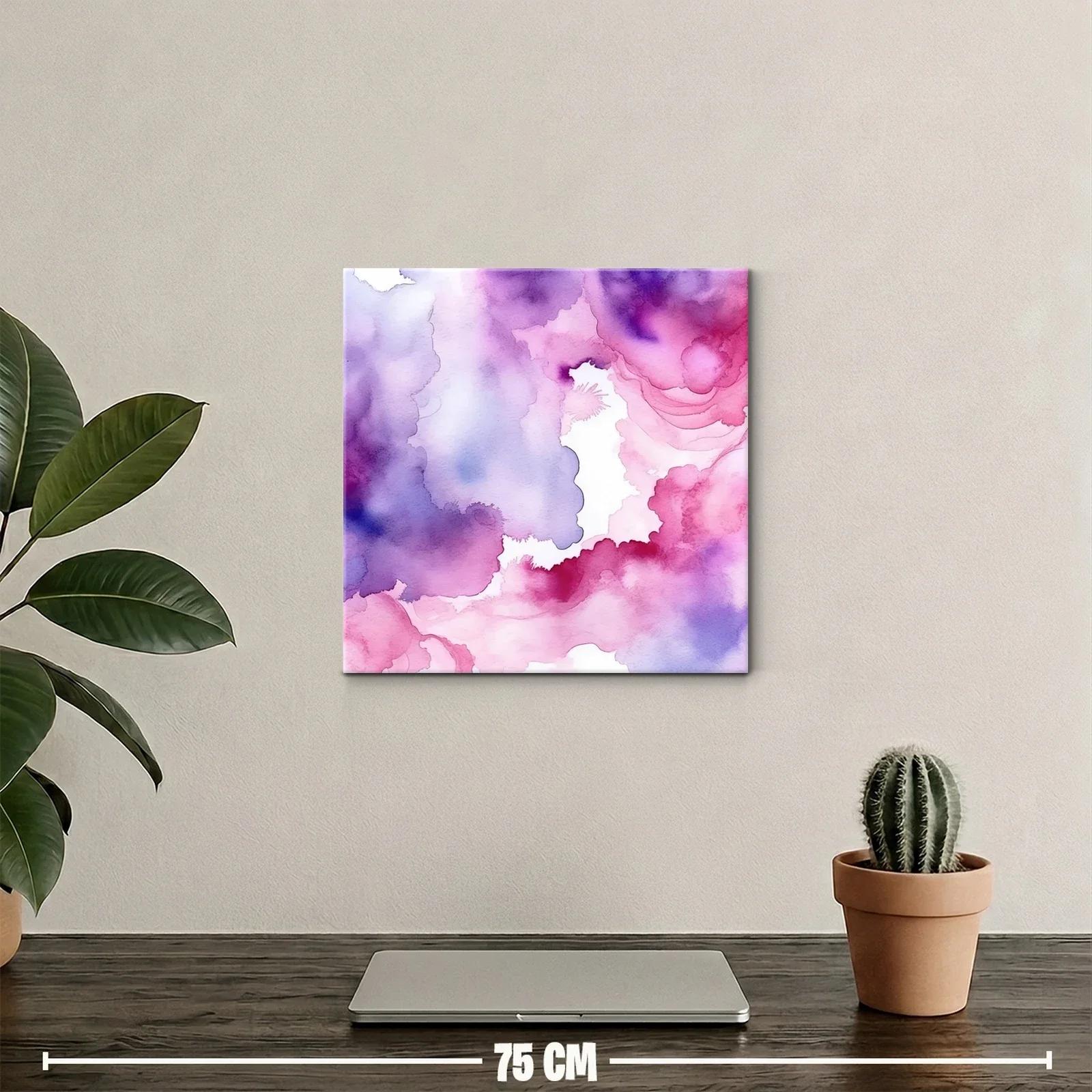 Cuadro abstracto con tonos morados y rosas vibrantes — miniatura 2