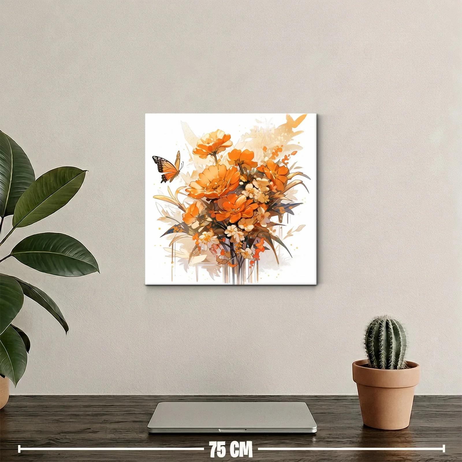 Ramo vibrante de flores naranjas con mariposa delicada — miniatura 2