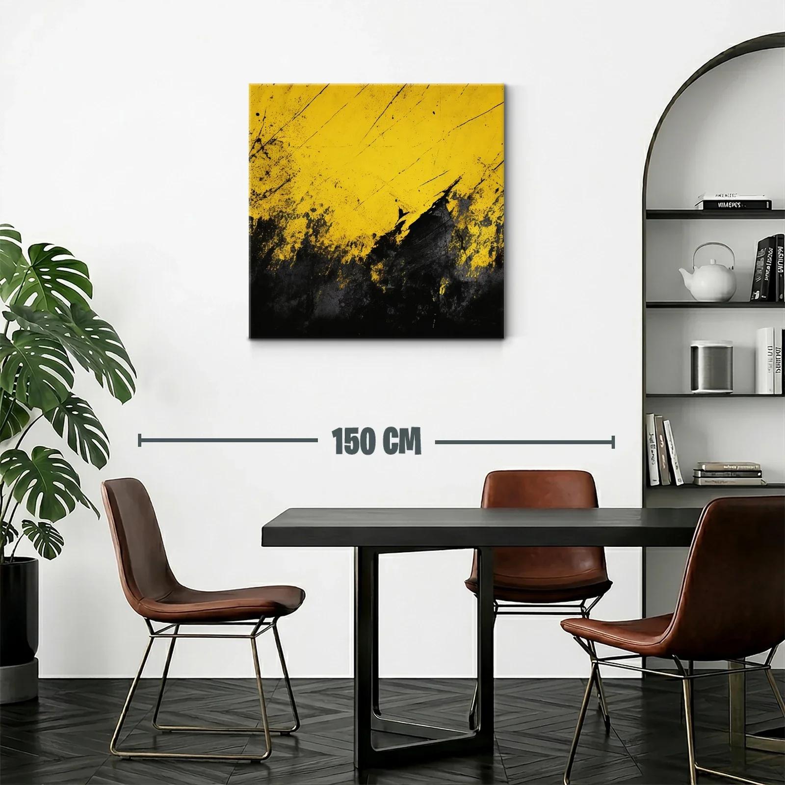 Cuadro abstracto con explosión en tonos amarillos y negros — miniatura 2