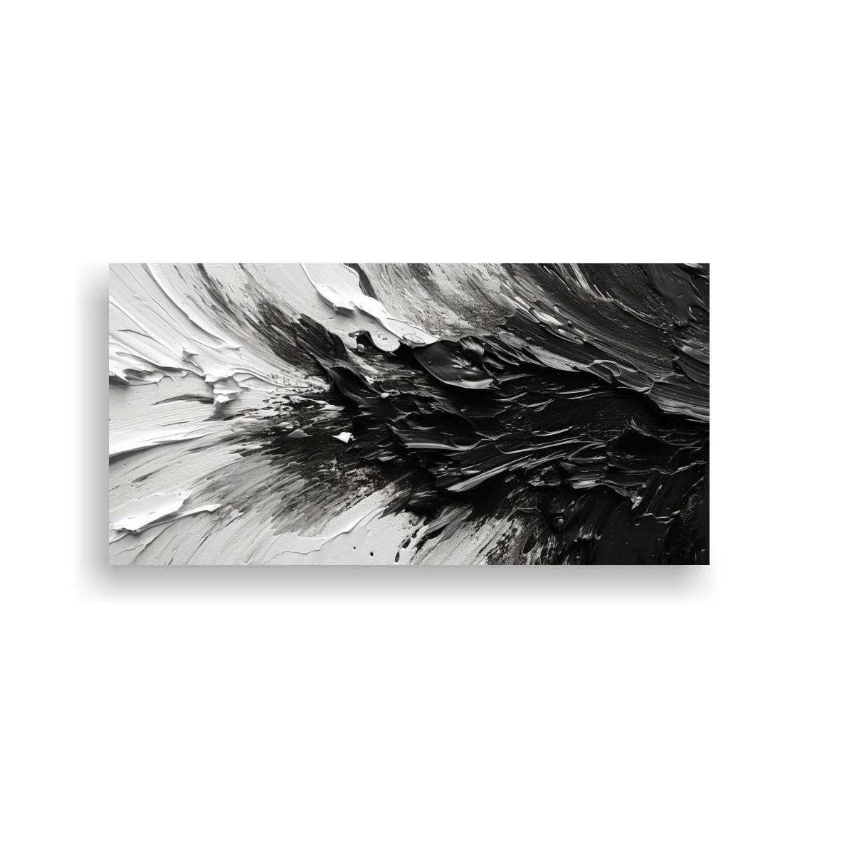 Cuadro abstracción en blanco y negro con textura empastada