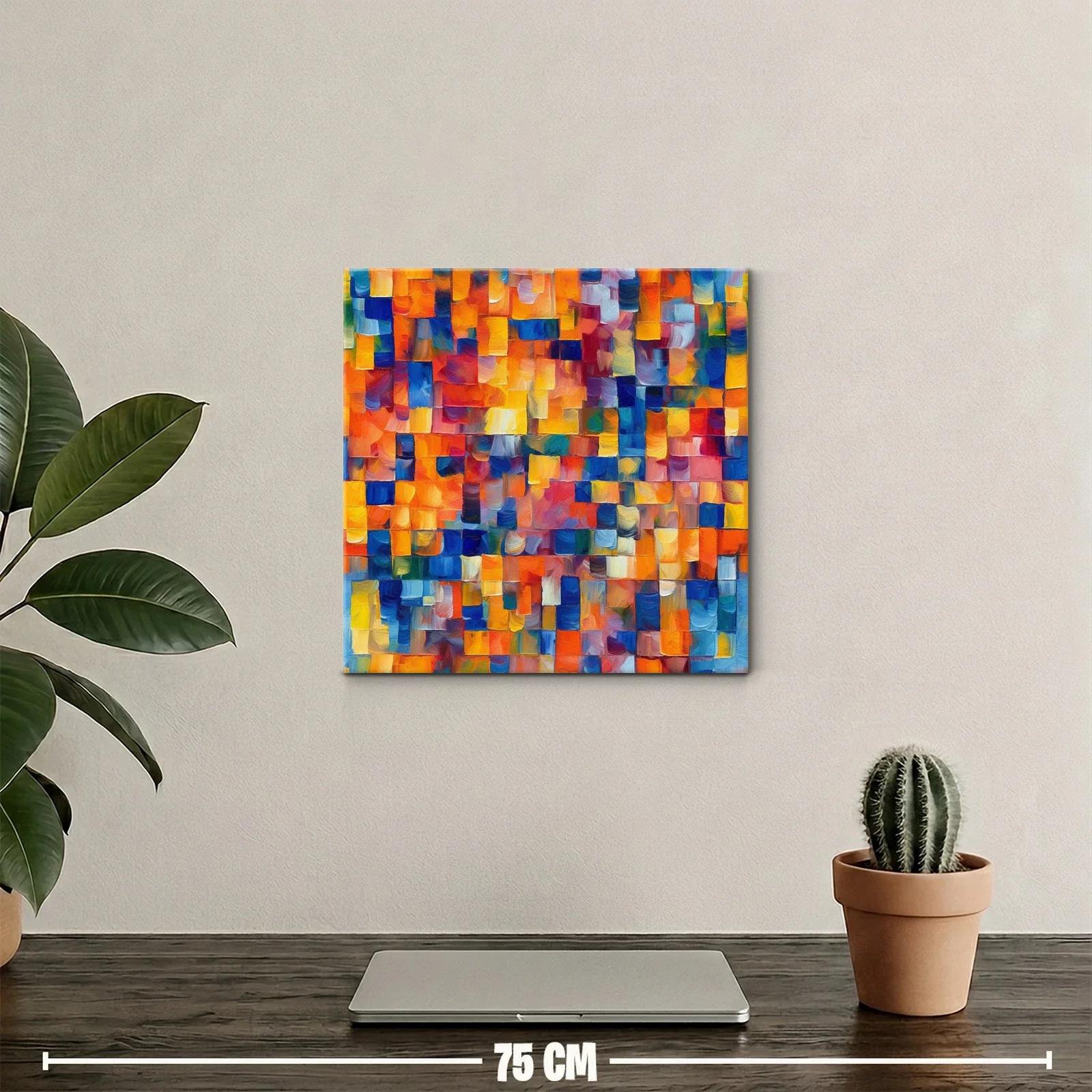 Cuadro abstracto con vibrantes tonos cálidos y fríos — miniatura 2