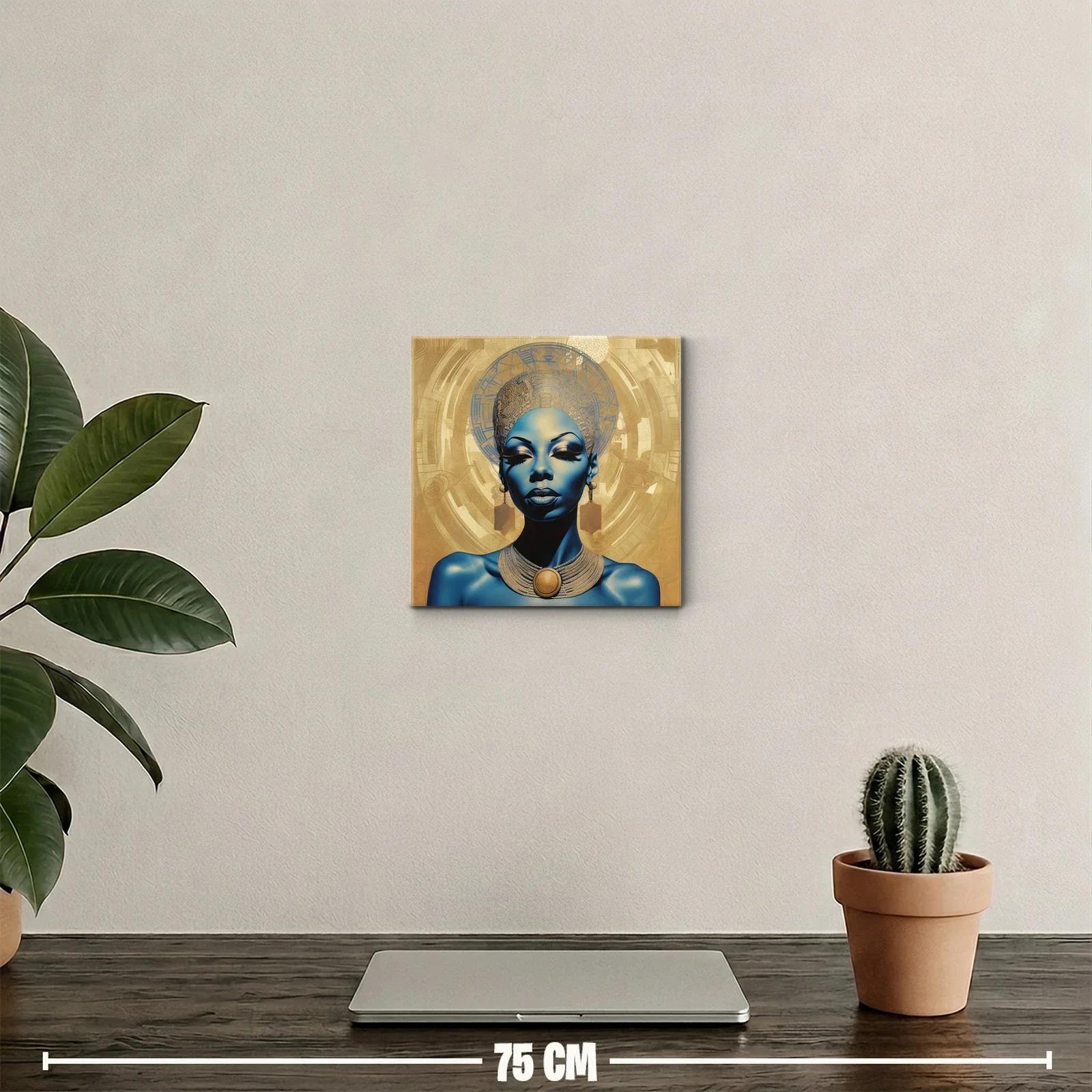 Retrato elegante con halo dorado y tonos azules intensos — miniatura 2