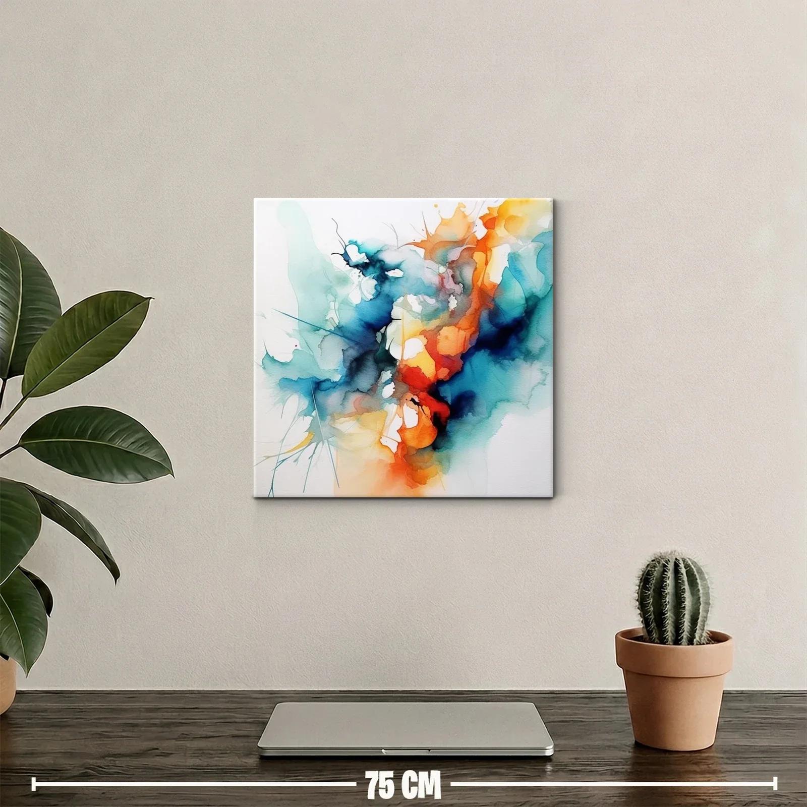 Cuadro abstracto con tonos vibrantes y formas fluidas — miniatura 2