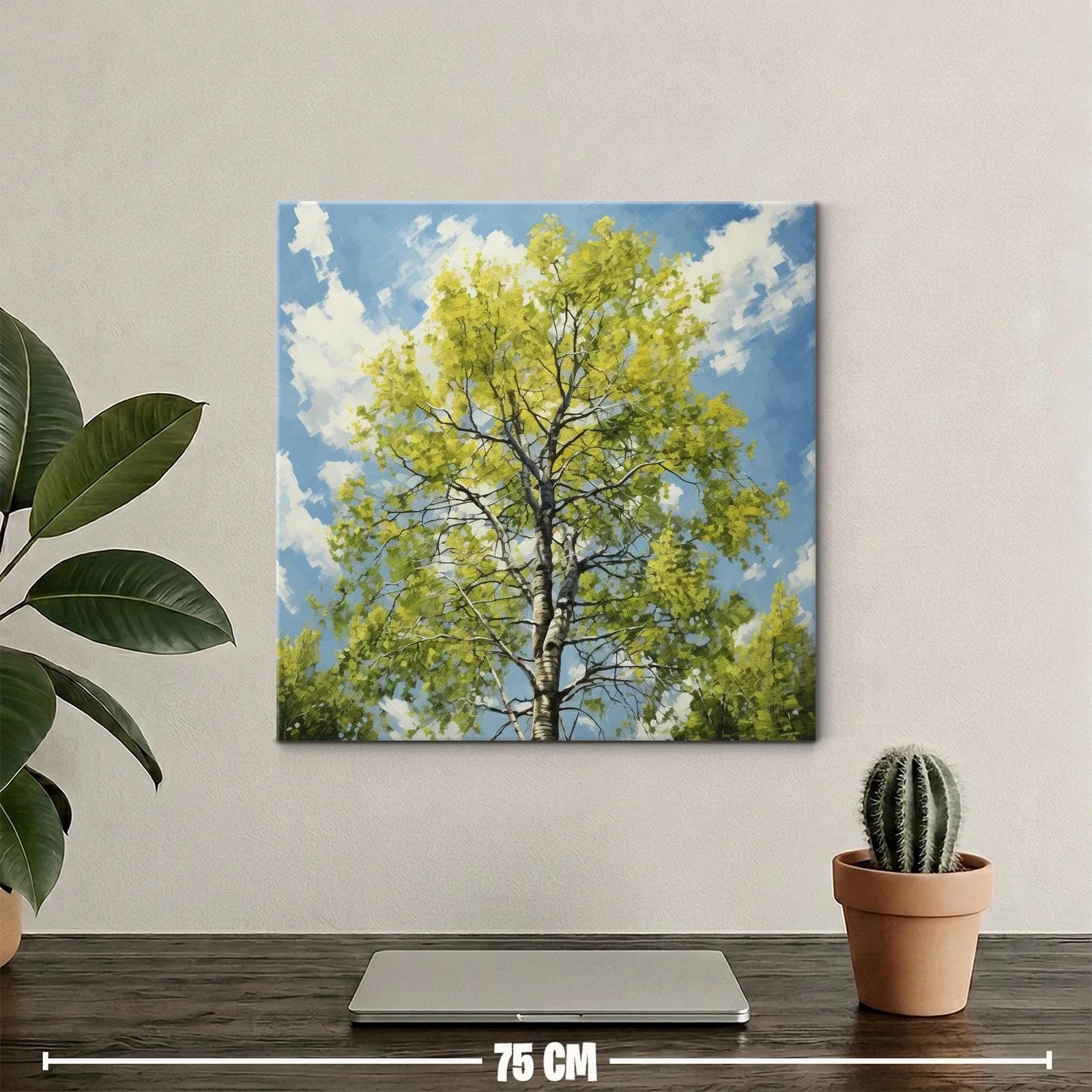 Cuadro de árbol con follaje verde bajo cielo azul claro — miniatura 2