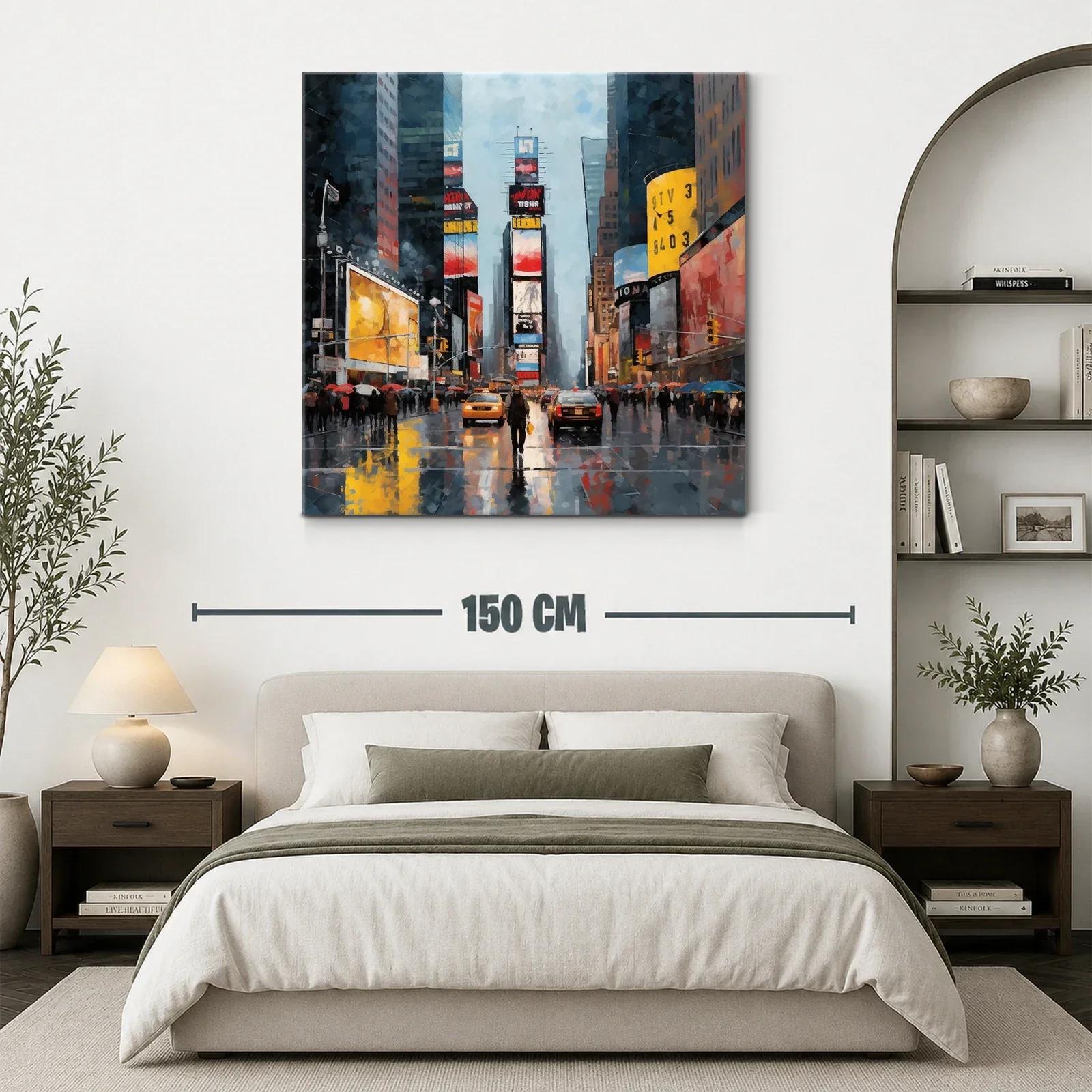 Escena urbana vibrante con reflejos de ciudad lluviosa — miniatura 3