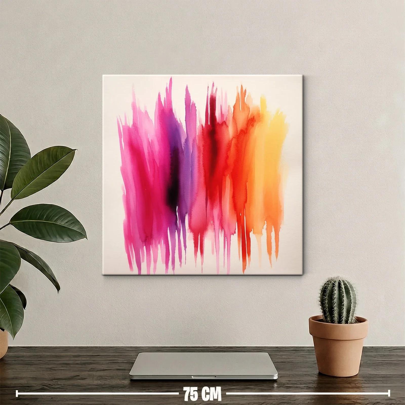 Cuadro Abstracto en tonos rosa rojo y naranja vibrante — miniatura 2