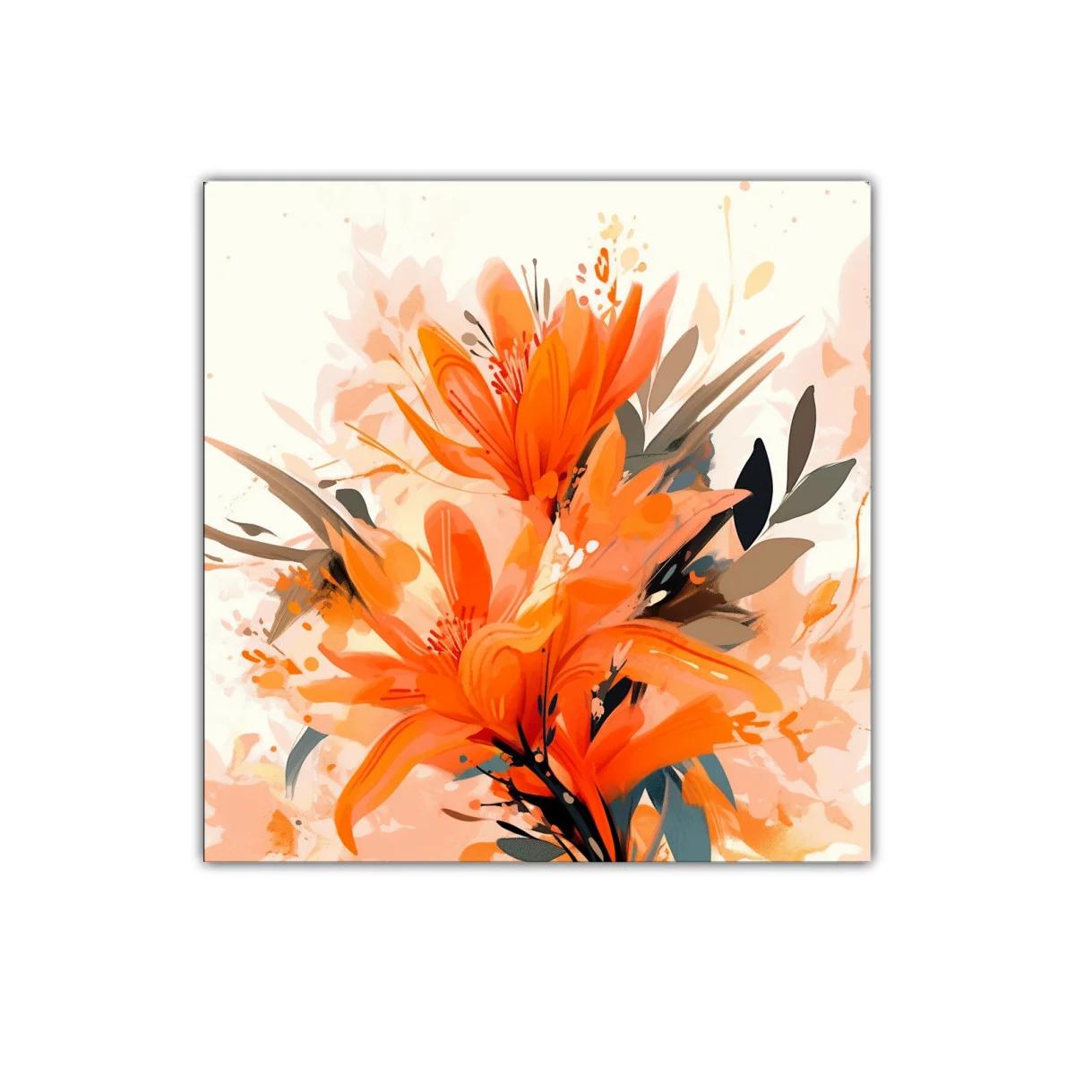 Composición floral vibrante en tonos naranja y tierra — imagen principal