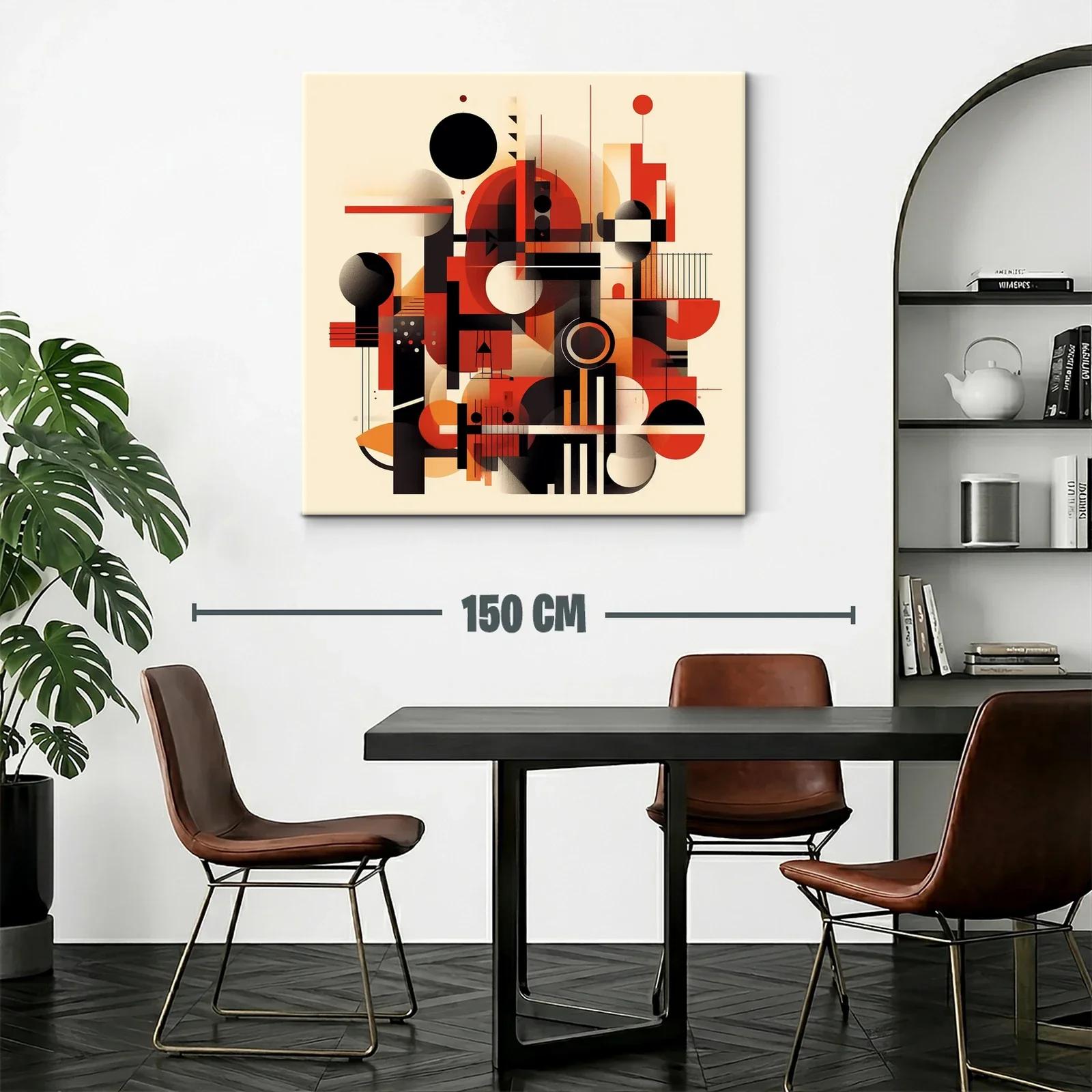 Cuadro abstracto con formas geométricas en tonos cálidos — miniatura 2
