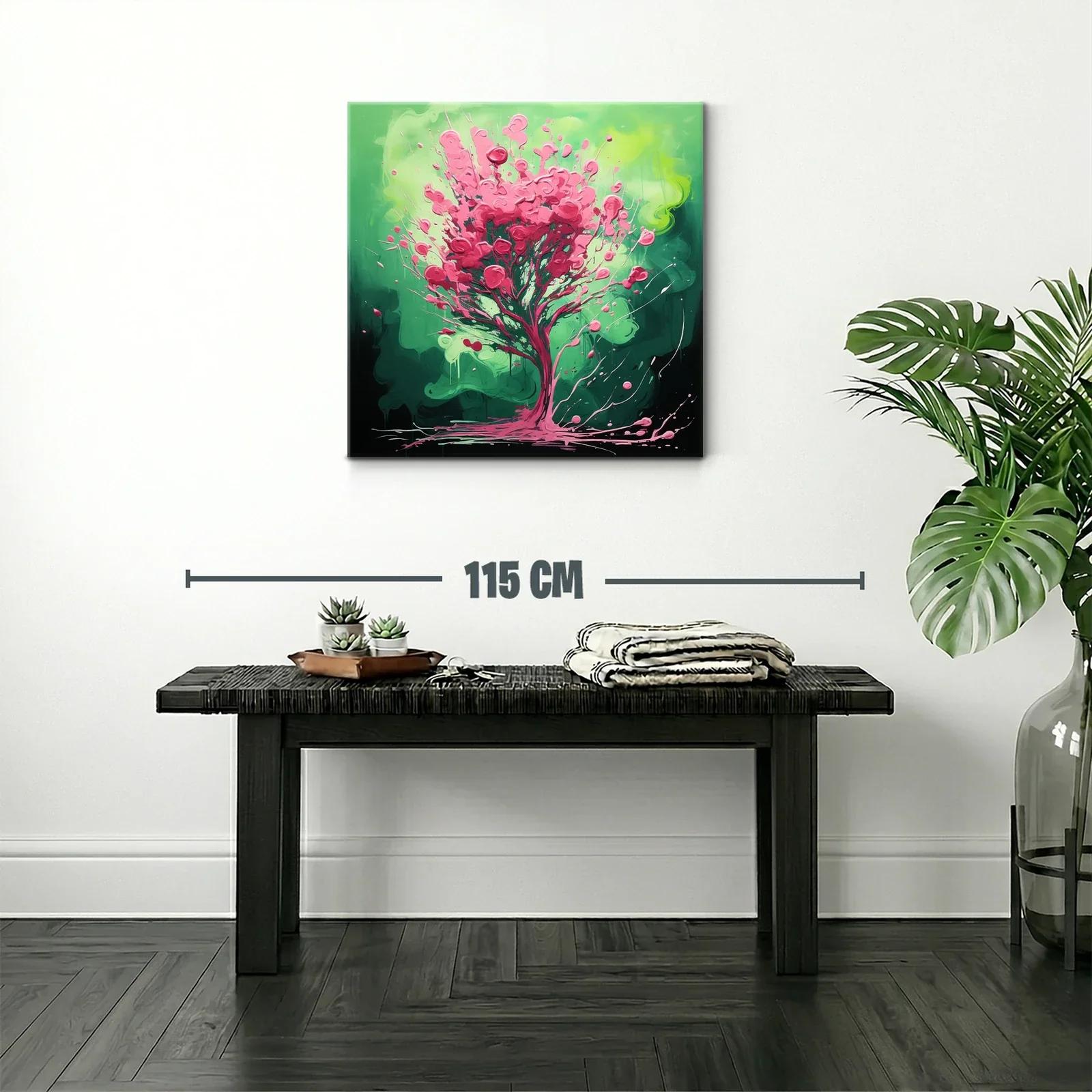 Árbol vibrante en tonos verdes y rosas energéticos — miniatura 2