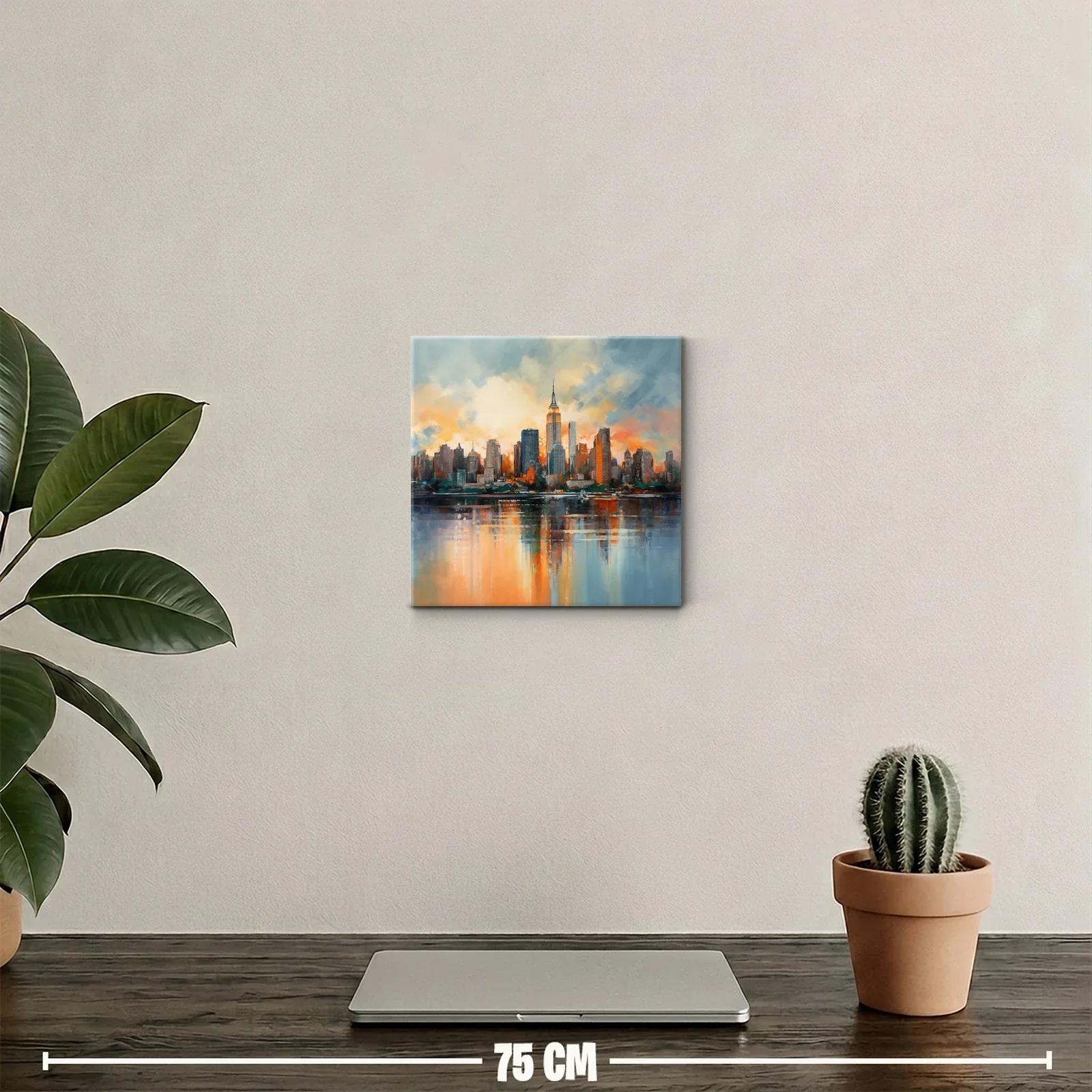 Atardecer vibrante en skyline urbano con reflejos en agua — miniatura 2