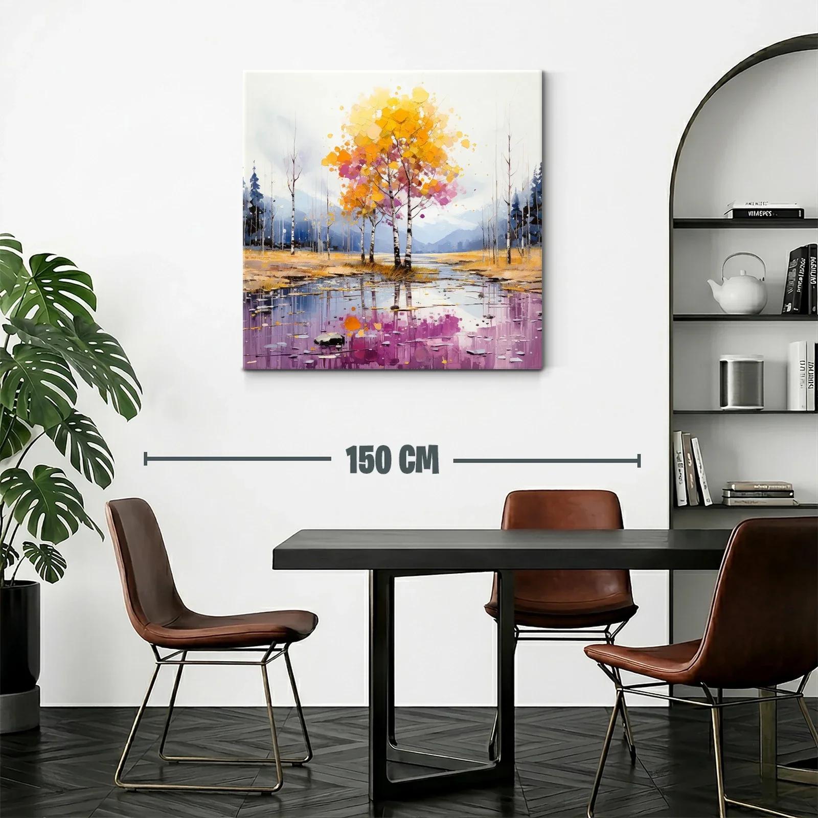 Paisaje otoñal con árboles de tonos cálidos y reflejos — miniatura 2